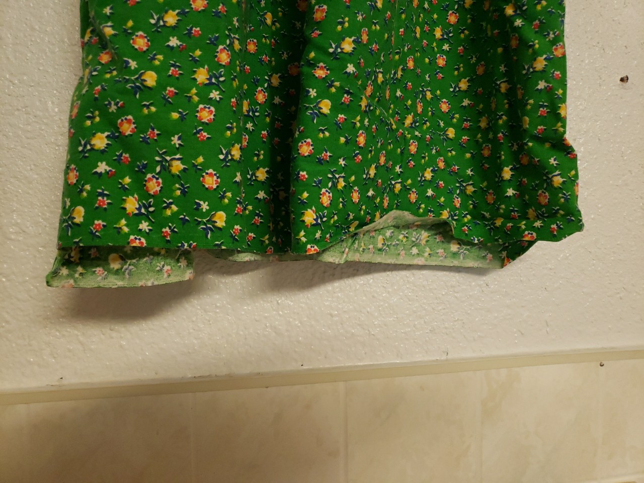 Vtg 1970s Floral Top Skirt Set Dress Small Hippy Prairie Handmade Green Peasant