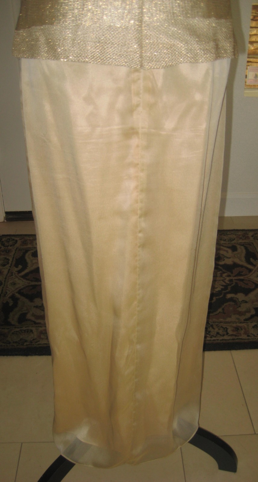 Vintage Michaelangelo gold thread metallic 2 pc cardigan sleeveless long gown 12