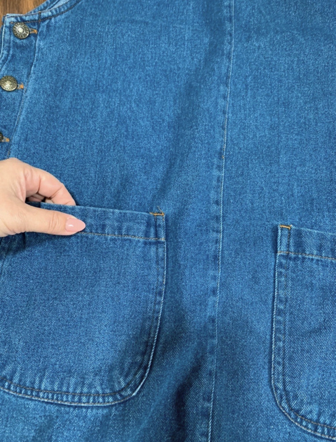 Forenza women’s 12 vintage 90s overalls dress jumper denim 461