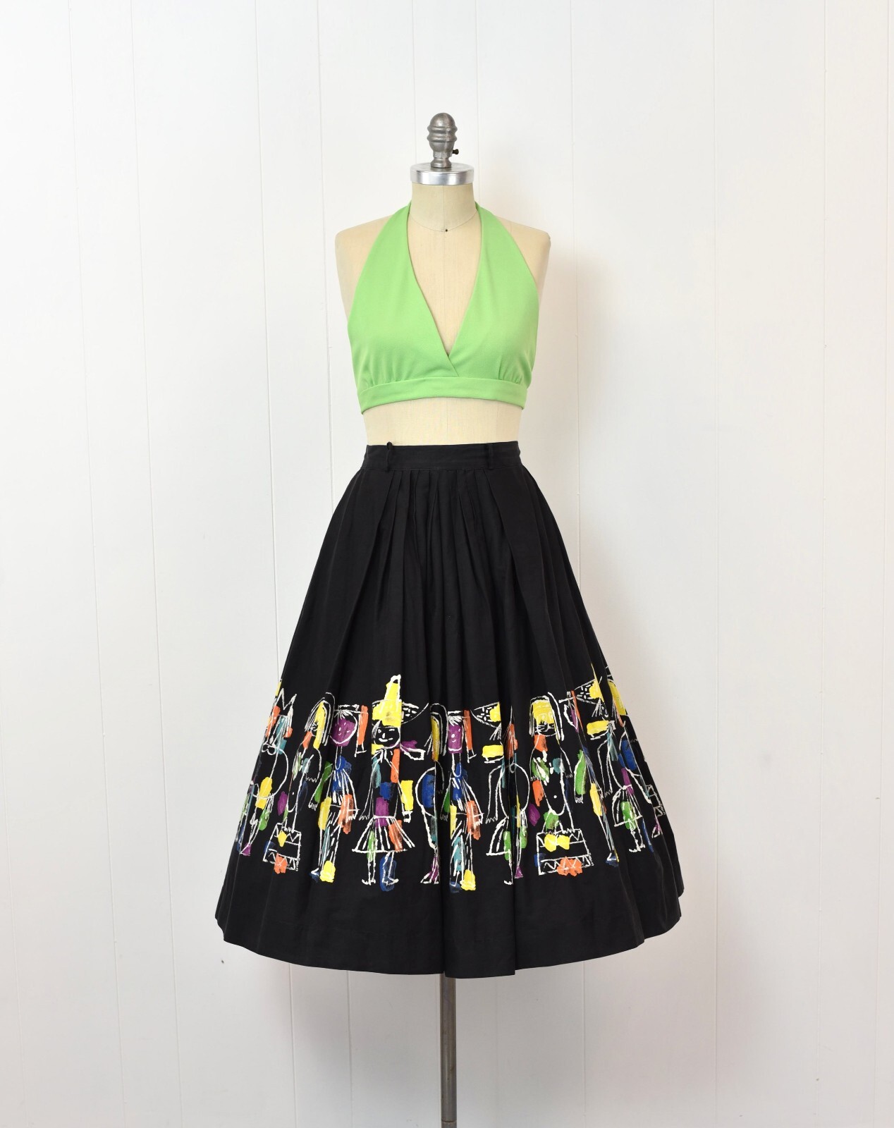 Vintage 1950s 1953 AAA Novelty Print Circus Days Hans Moller Cotton Pinup Skirt