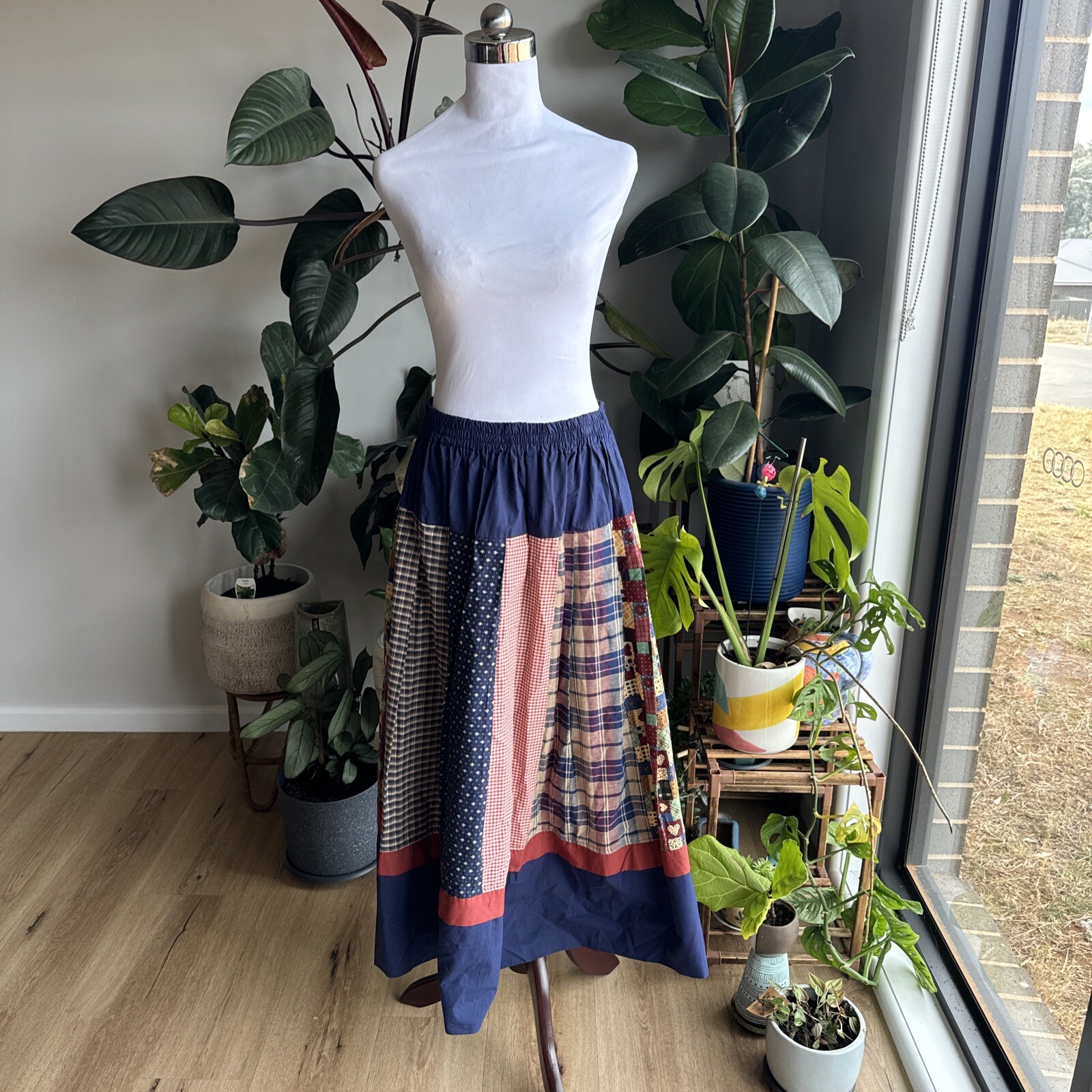 RARE Vintage Midi Maxi Skirt Patchwork Made In Australia Fits M/L 118cm Waist DS