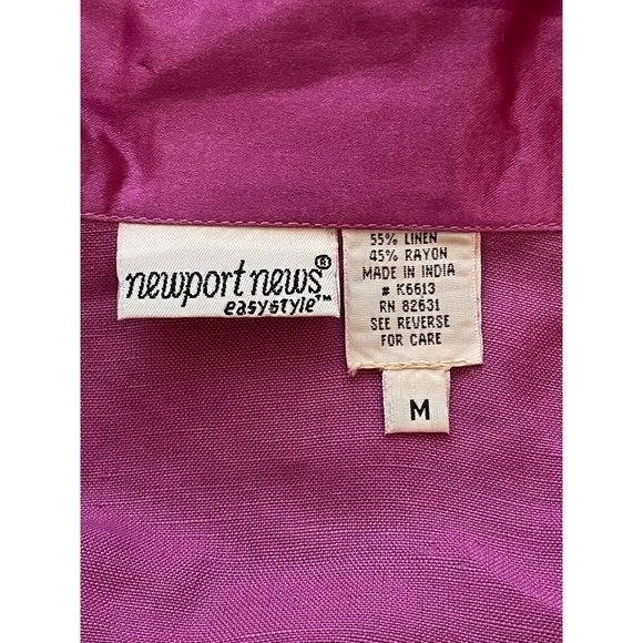 Vtg Newport News silk Linen Jacket Medium Pink Fuchsia light weight Flowy