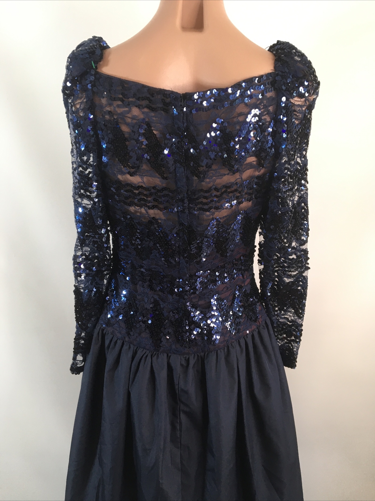 Vintage Neiman Marcus Lee Jordan NY Blue Sequined Women’s dress ILGWU Sz 12