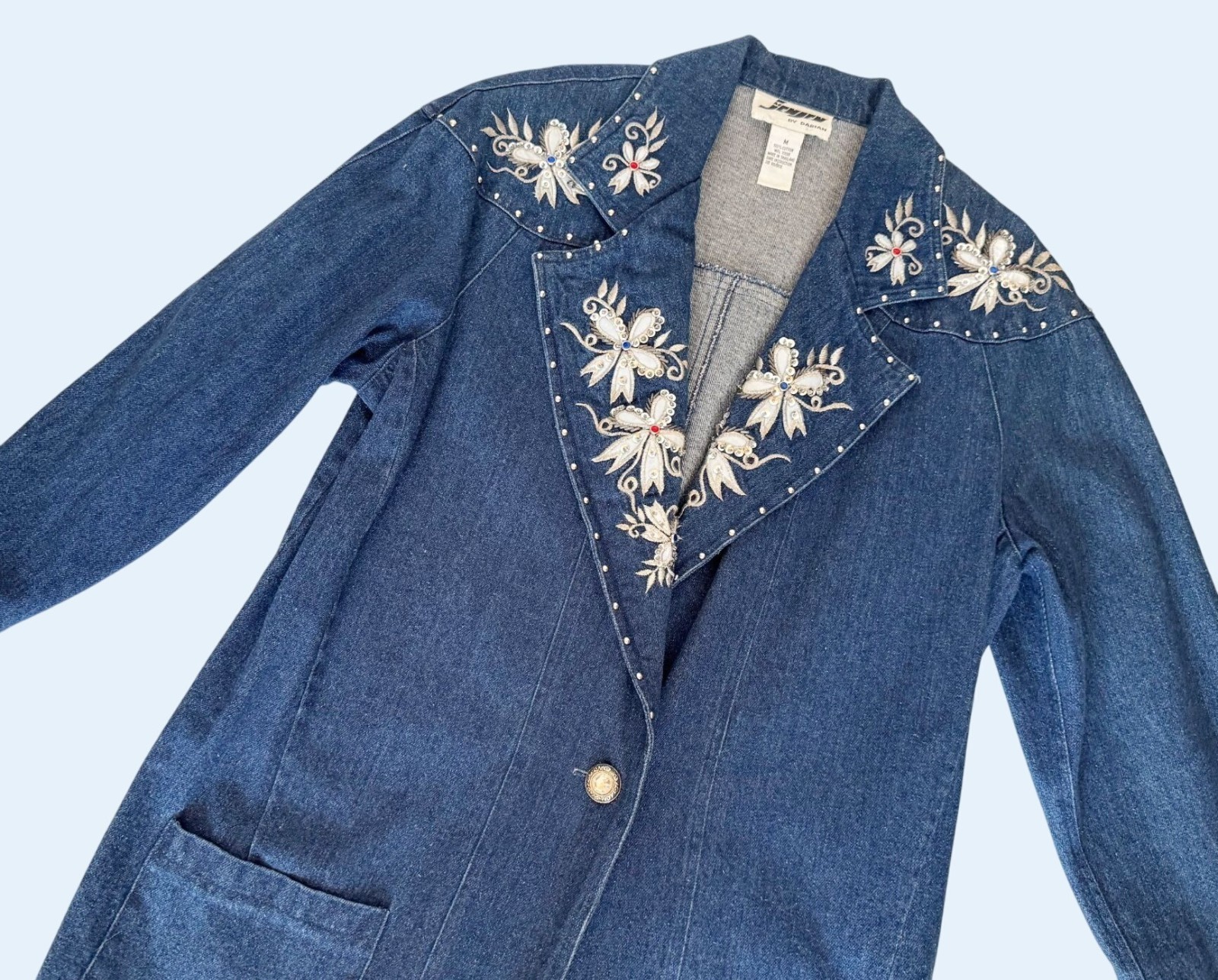 Vintage JENJEN by Darian 80s / 90s Denim Blazer Jacket Sz M