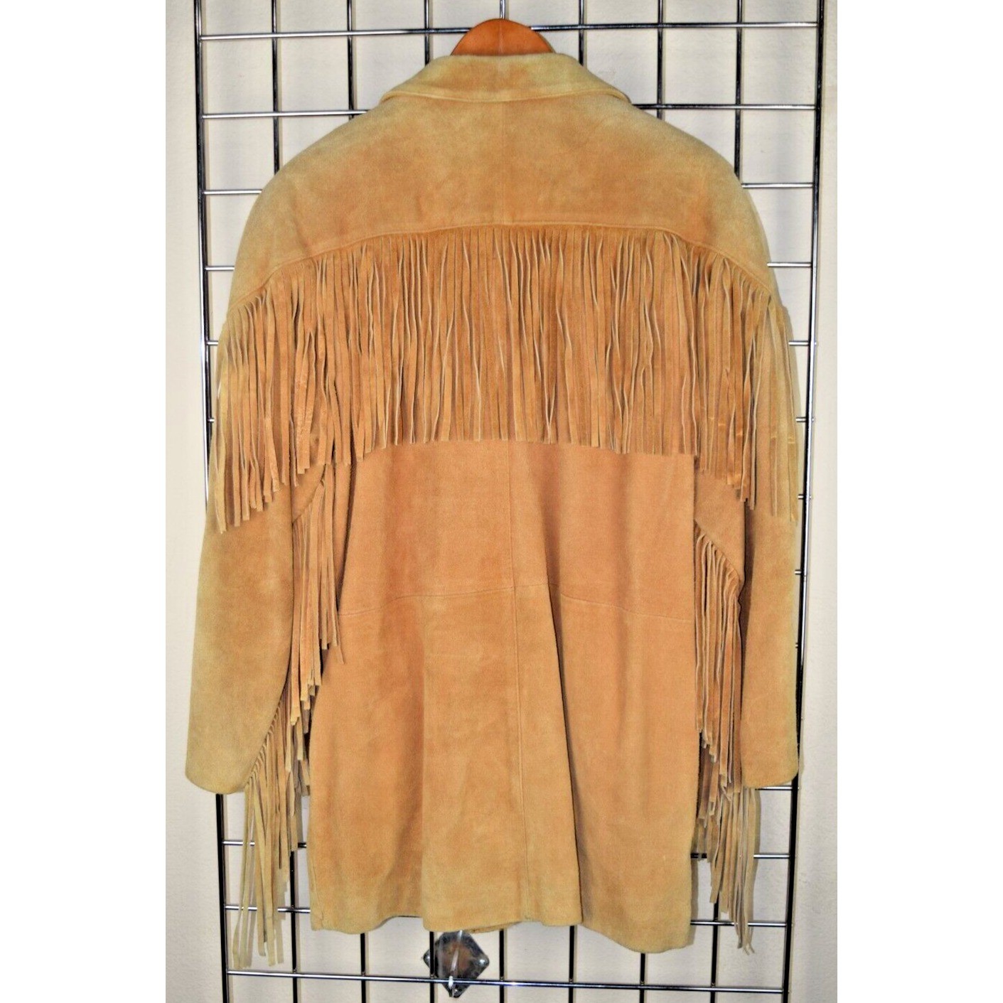 Vintage Western Leather Jacket Niki Size M 70s Total Fringe Tan Suede Lined
