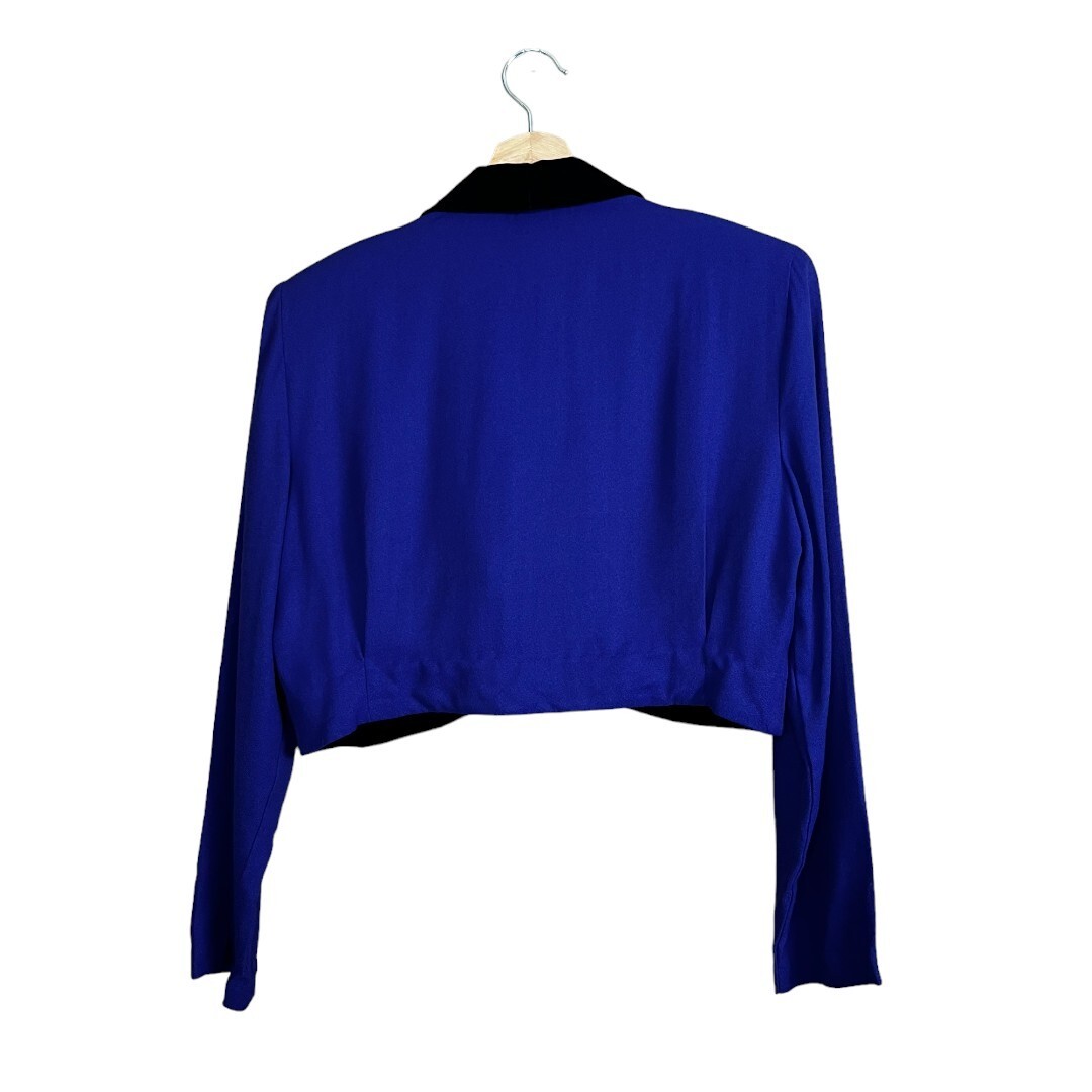 NWT Vintage 80s 90s MENU Cropped Purple Tailored Collared Jacket Petite 10