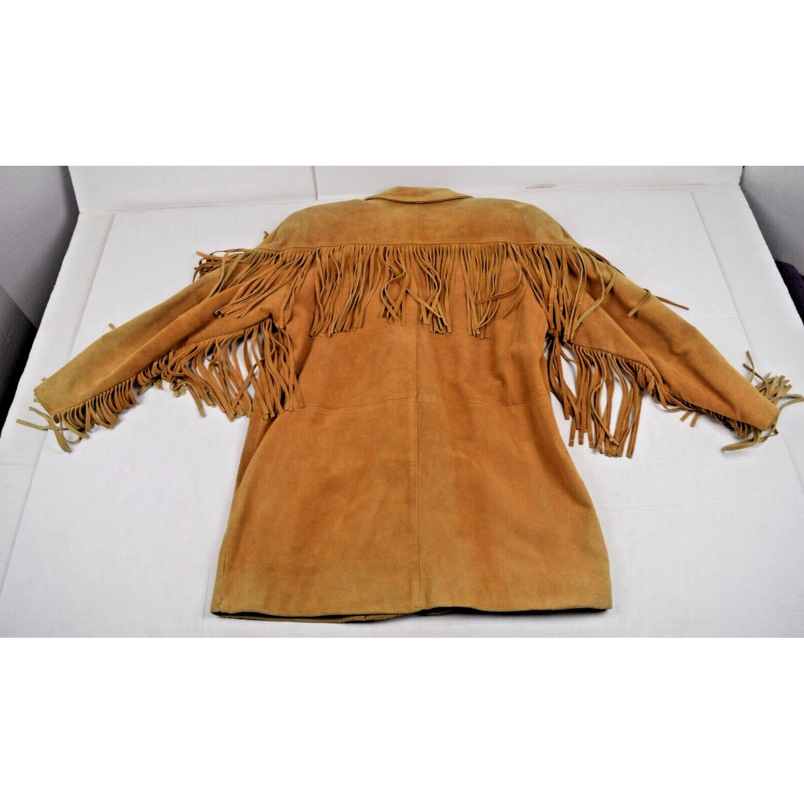 Vintage Western Leather Jacket Niki Size M 70s Total Fringe Tan Suede Lined