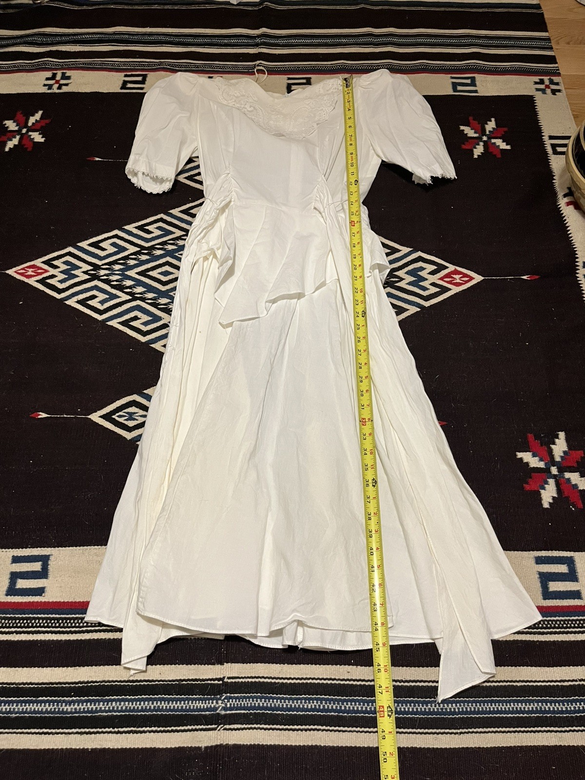 Dawn Joy Fashions Vintage Cottagecore Dress Ruffles white with lace traid
