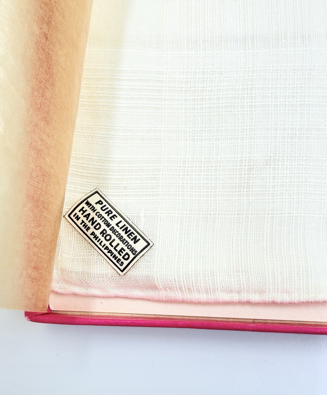 Vintage SCHIAPARELLI Pure Linen Hand Rolled Handkerchiefs In Original Box