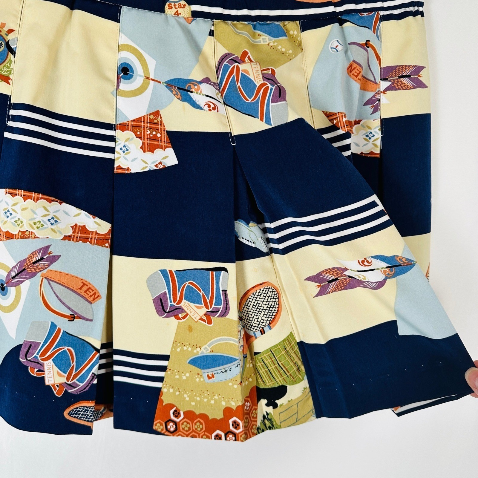 Vintage Marcia Tennis Novelty Print Pleated Mini Skirt 12 Pickleball Resortwear