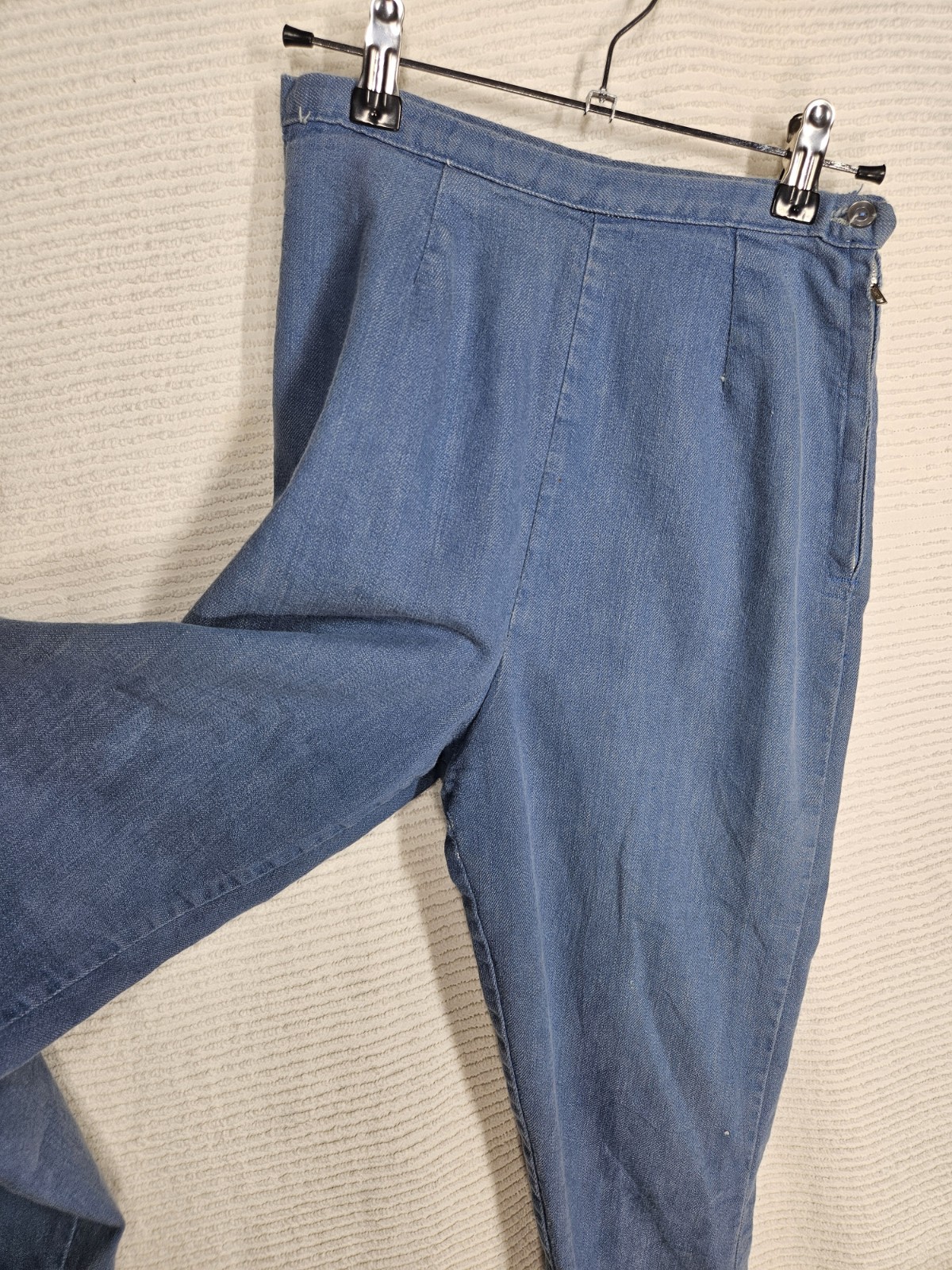 Vintage 1960s Side Zip Jeans Denim Pedal Pusher 25w Metal Zip No Pockets Worn
