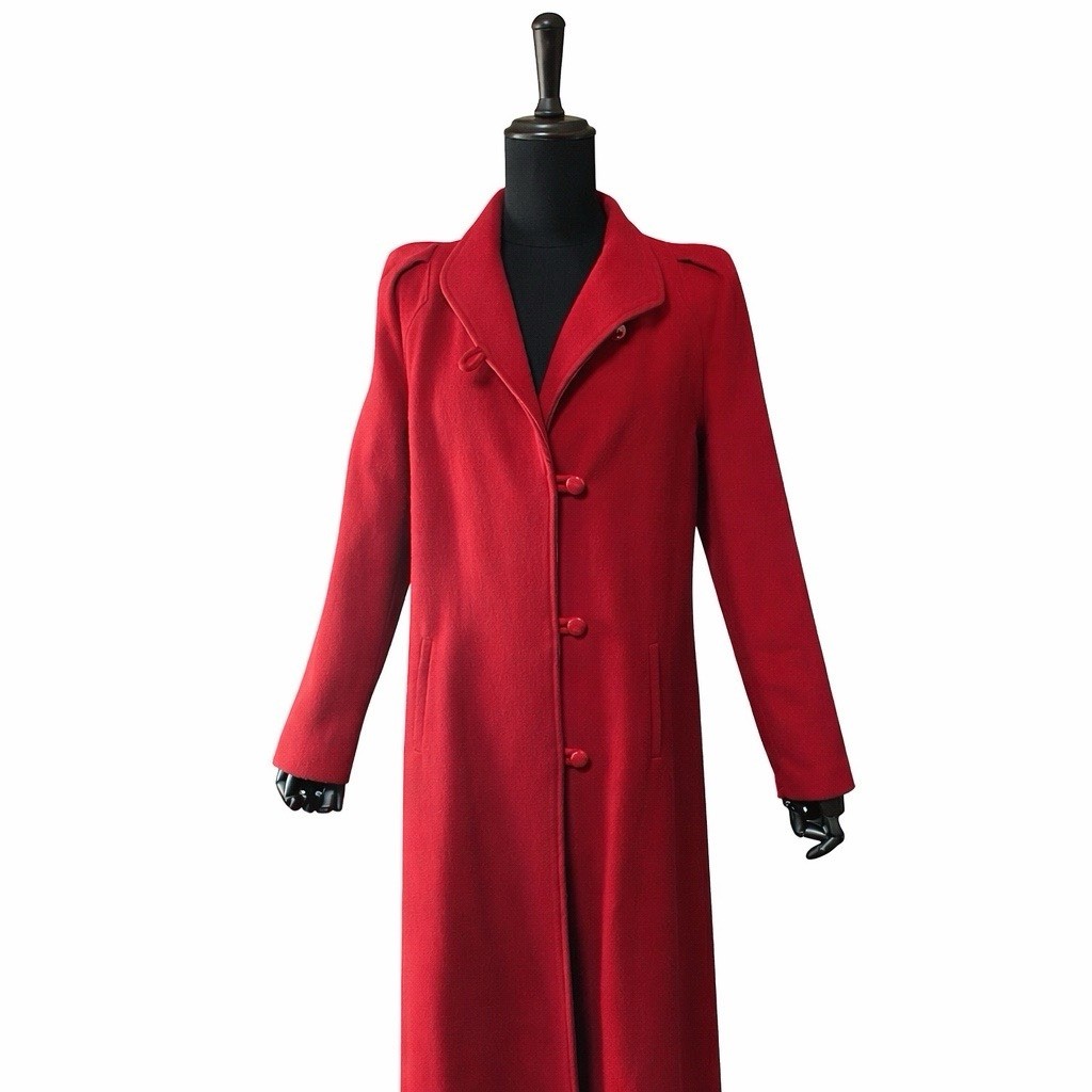 Vintage Beau Brumm Red Wool Coat Womens 12T Tall USA ILGWU Union Long Coat