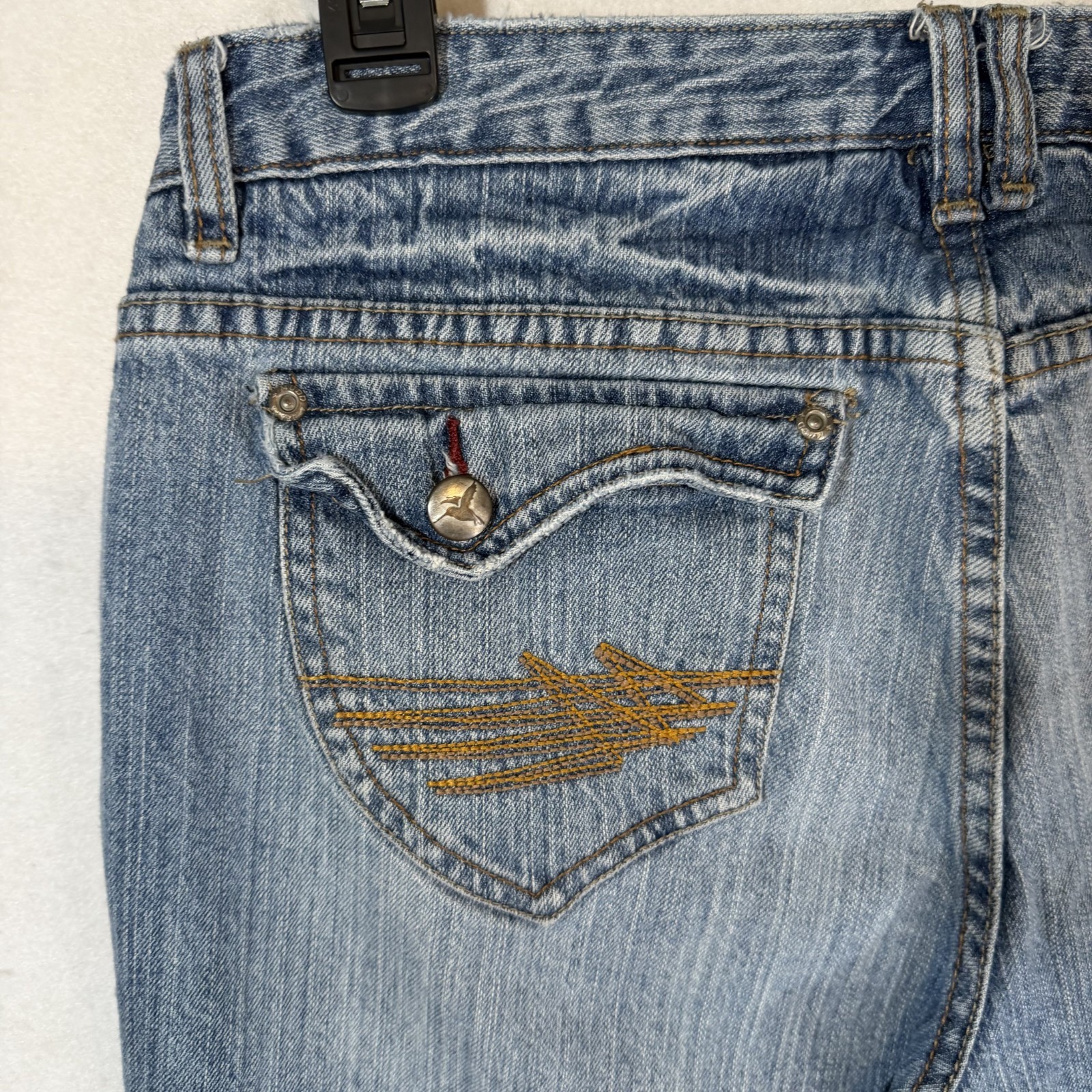 VTG 90s Y2K MUDD Jeans Crop Sz 13 US 35″ Waist Capri Pant Boho