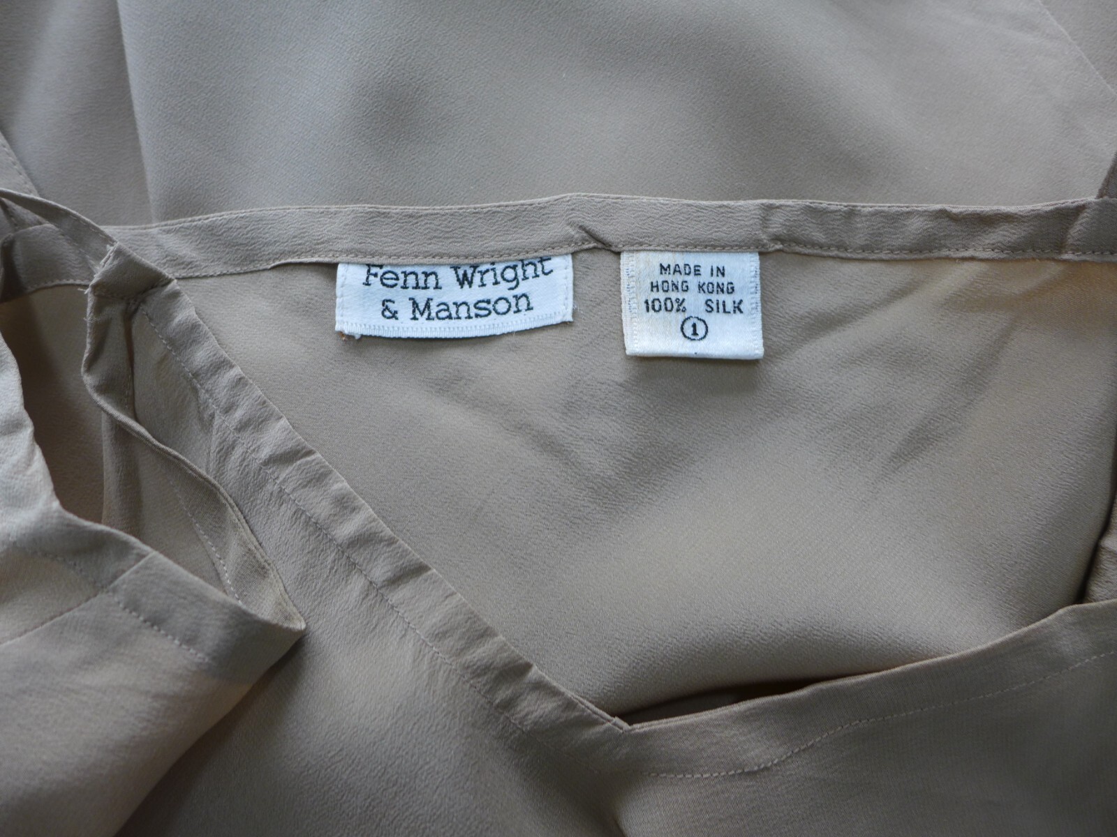Vintage 70’s Sabeth Row New York Fen Wright & Manson Beige Tan Silk Cami Tops XS