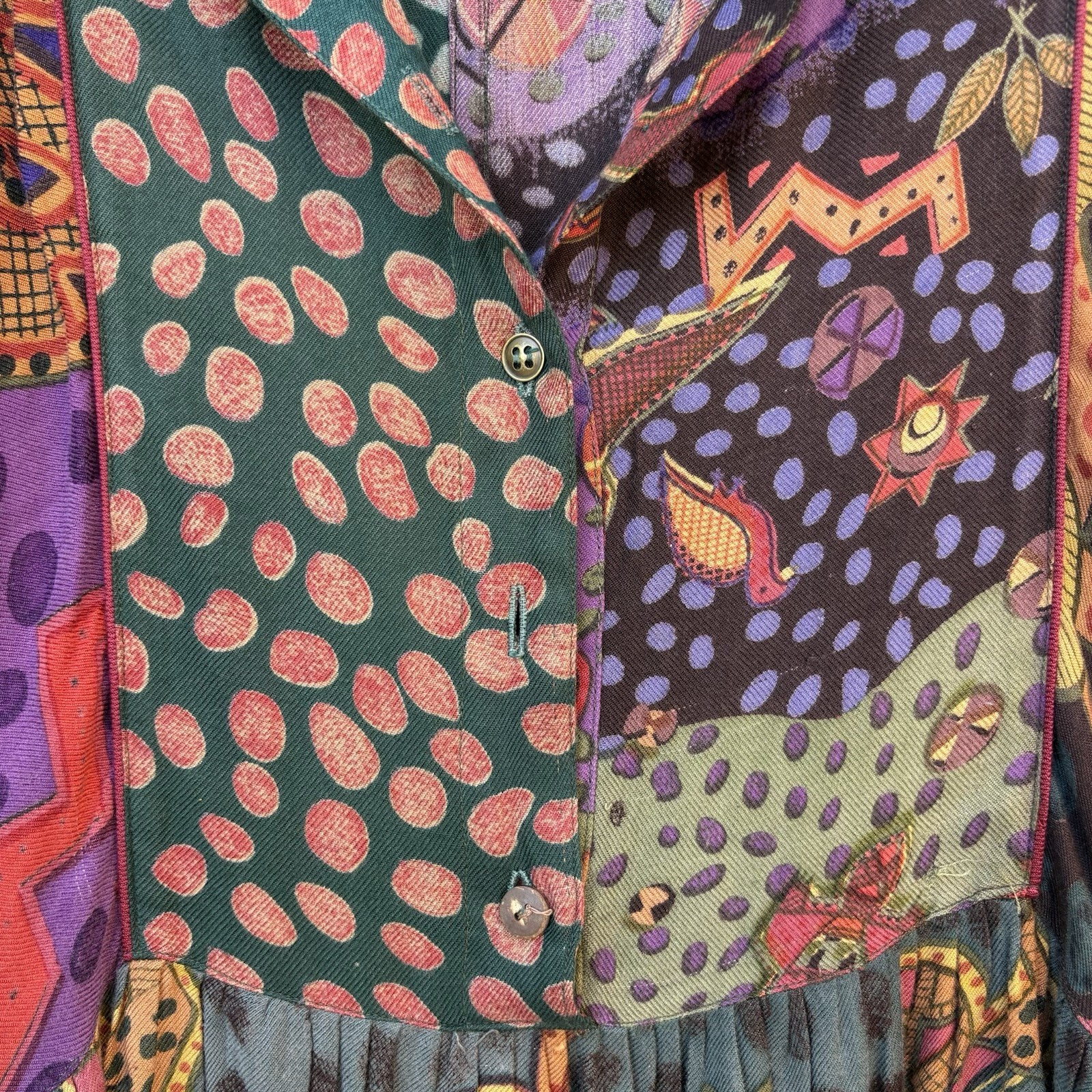Bandhini M Polo Vintage Wildcat Patterned 90s Shoulder Pads Size Small Indian
