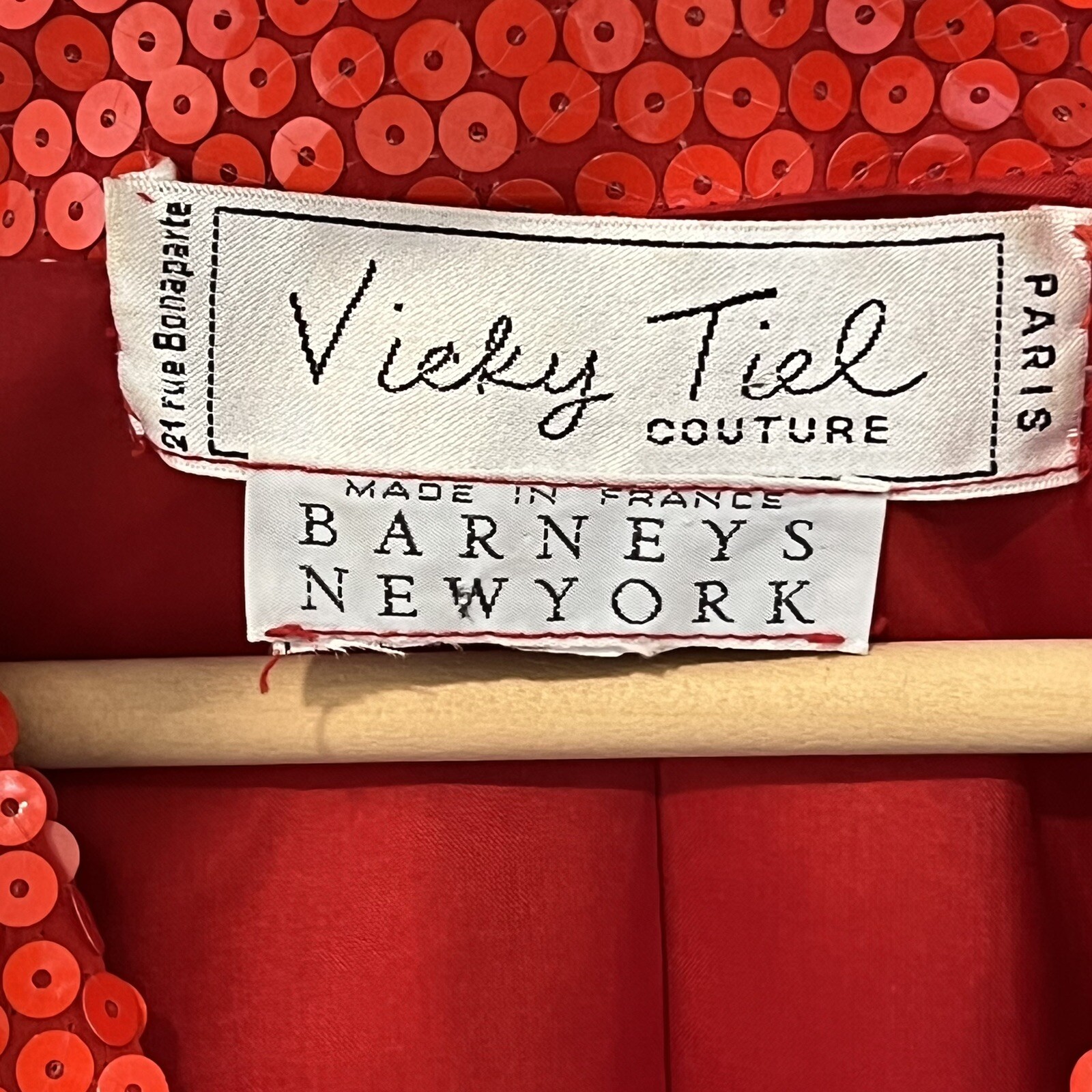 Vicky Tiel Couture Vintage Red Sequin Blazer Size XS/S