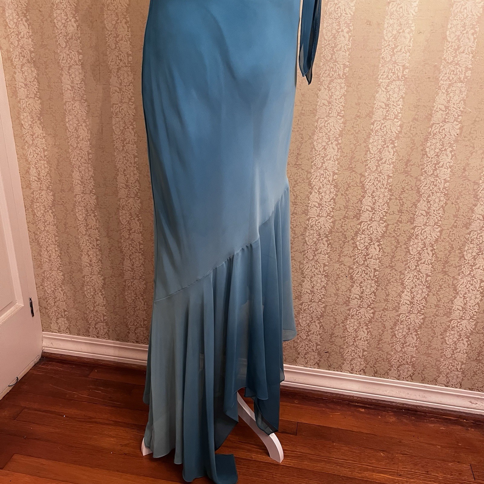 True Vintage Y2K Slip Dress Ombré BiasCut Cowl Neck Flutter Hem Fairy Grunge Lg