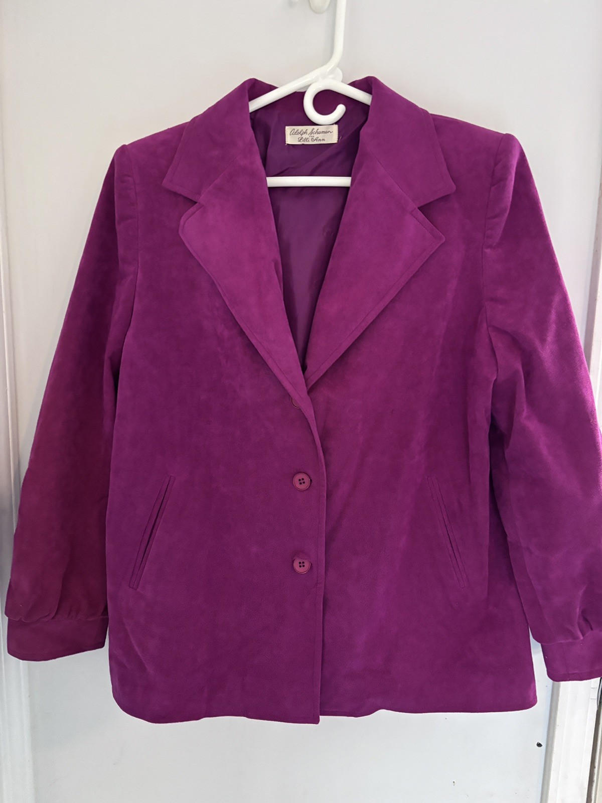 Adolph Shuman For Lilli Ann Blaze Cranberry Color Ultra Suede Material Size M-L