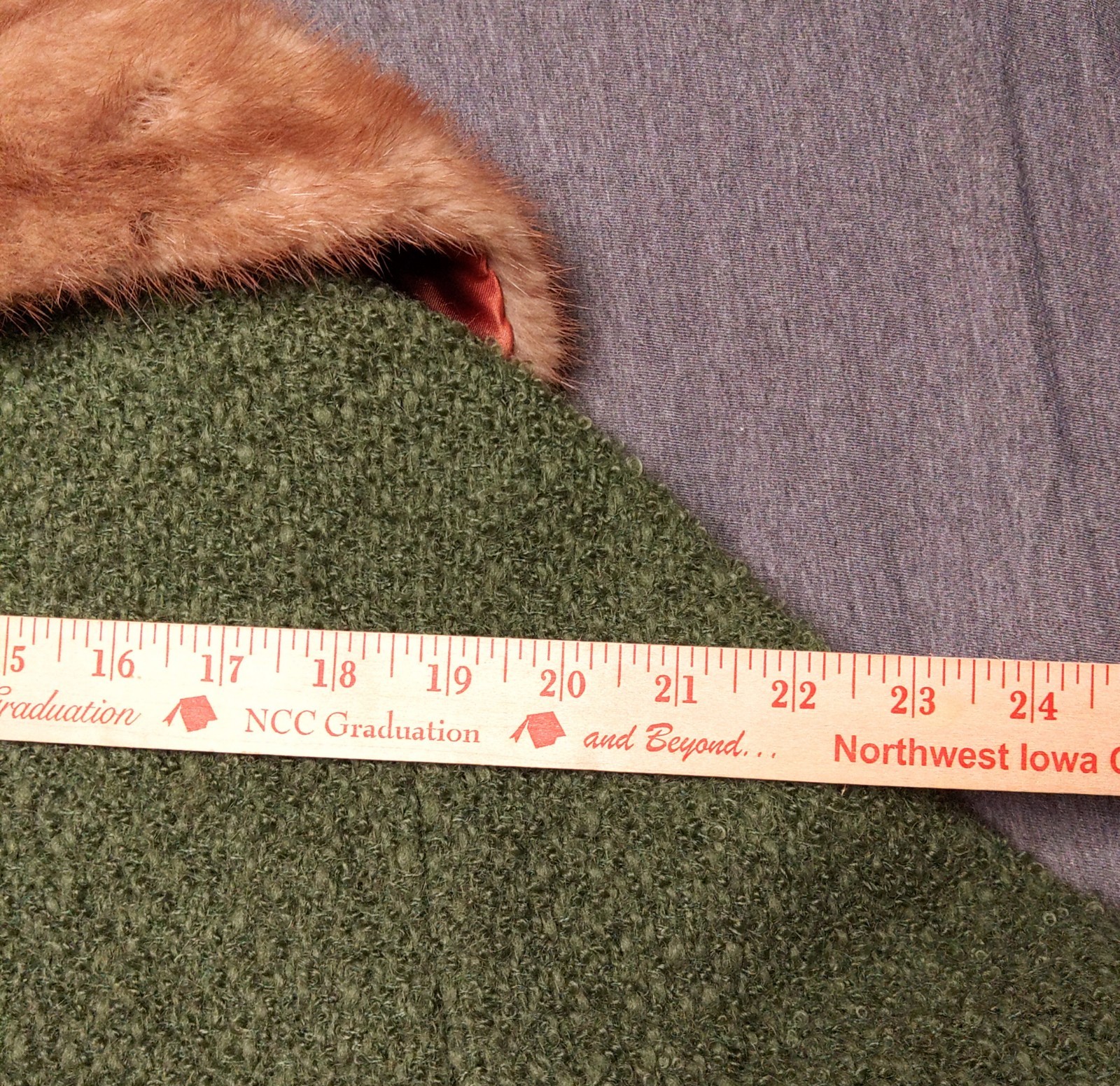 Vintage Midbrooke NY Mink Coat Fur Trim Collar Green Princess Line Mid Century