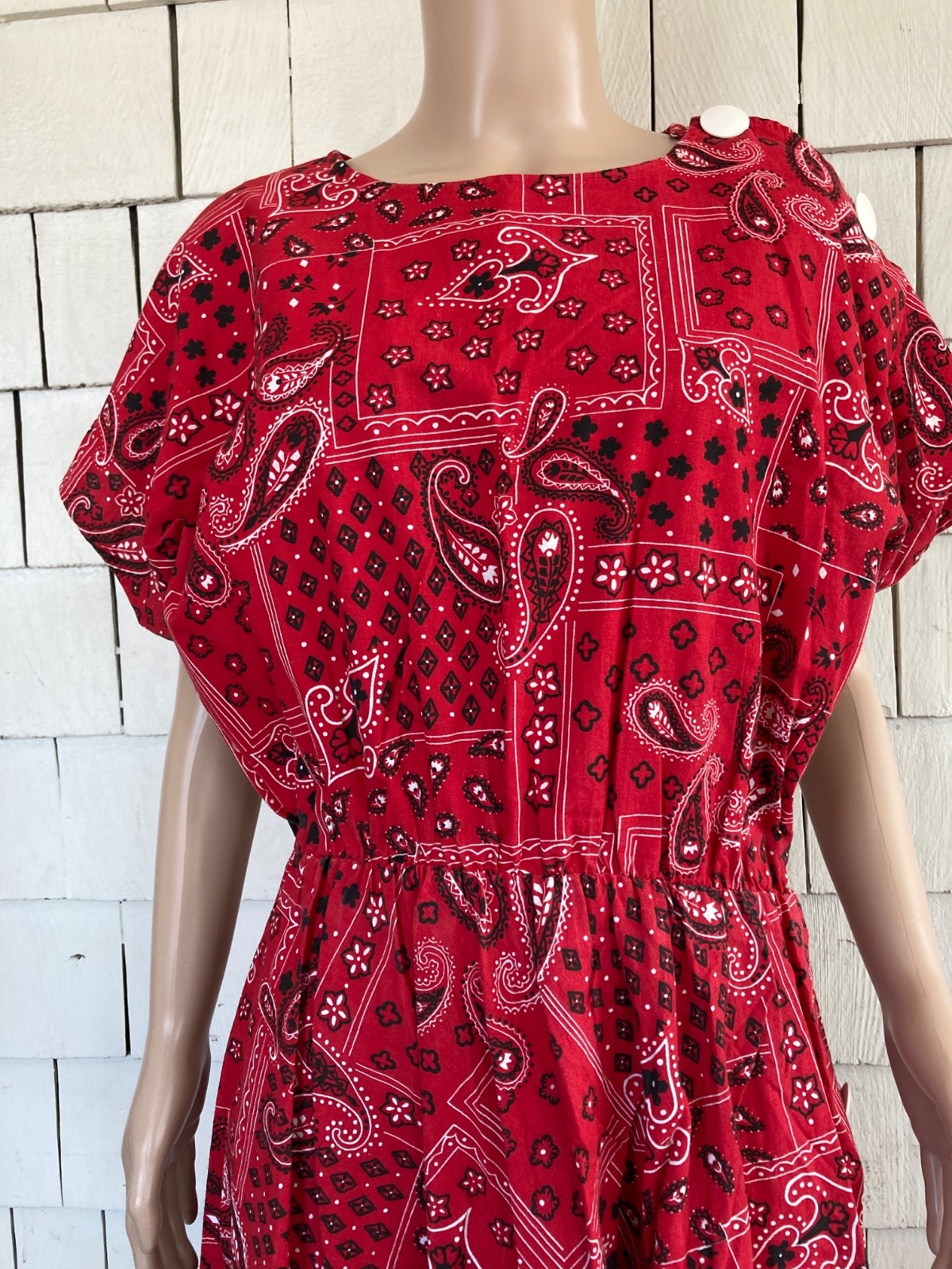 Vintage Boho Cottagecore 1960s-70s Bandana Print Summer Dress Size Small