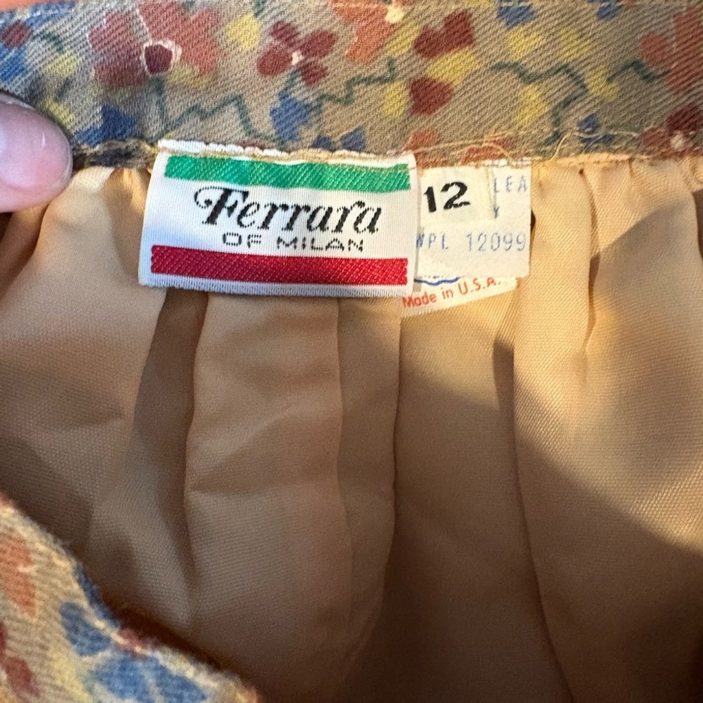 Vintage Ferrara of Milan Paisley Skirt Union Made USA Vintage 12- Modern Small