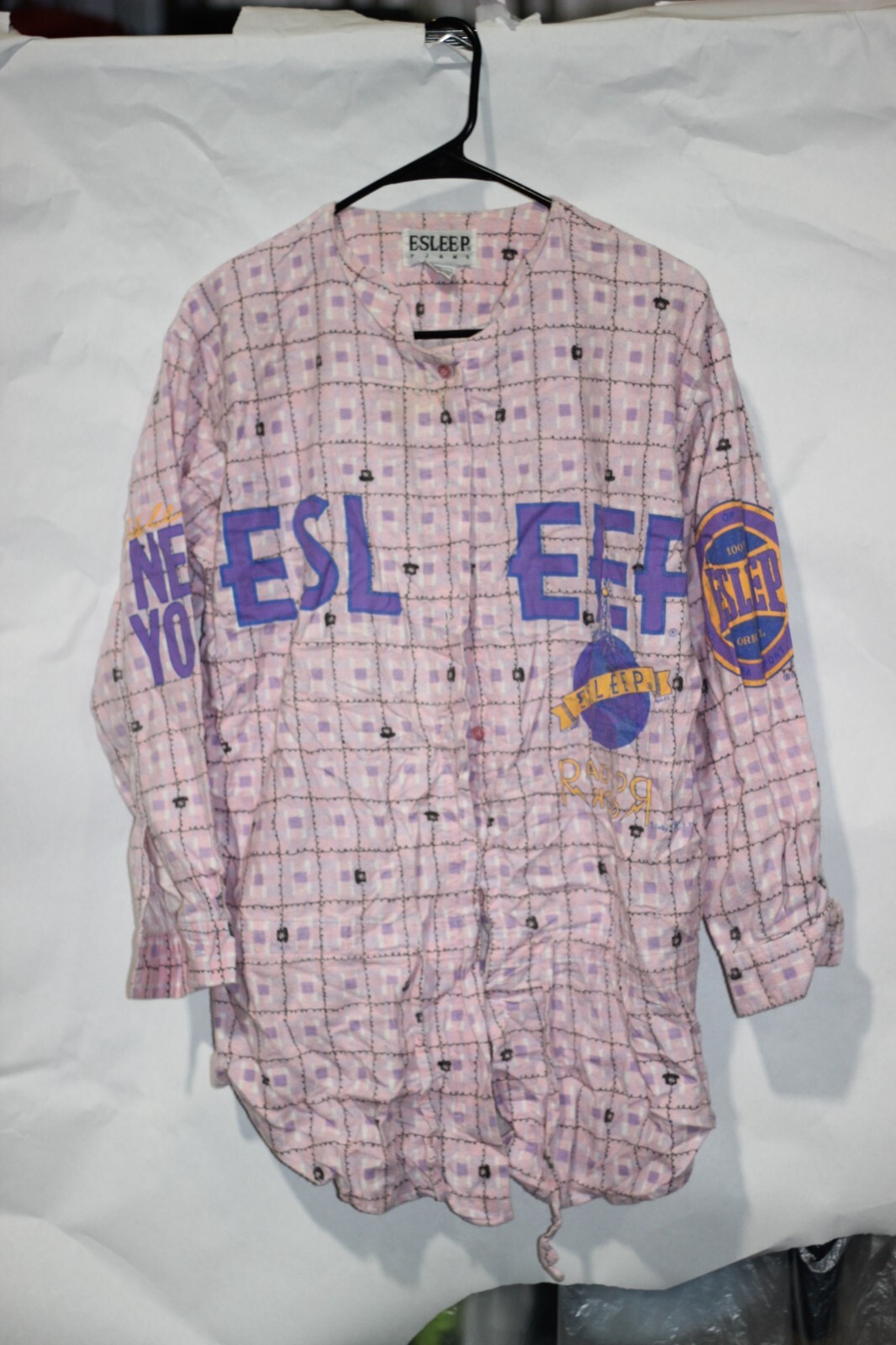 Esleep Long Sleeve Vintage Pink Shirt With Graphic Designs