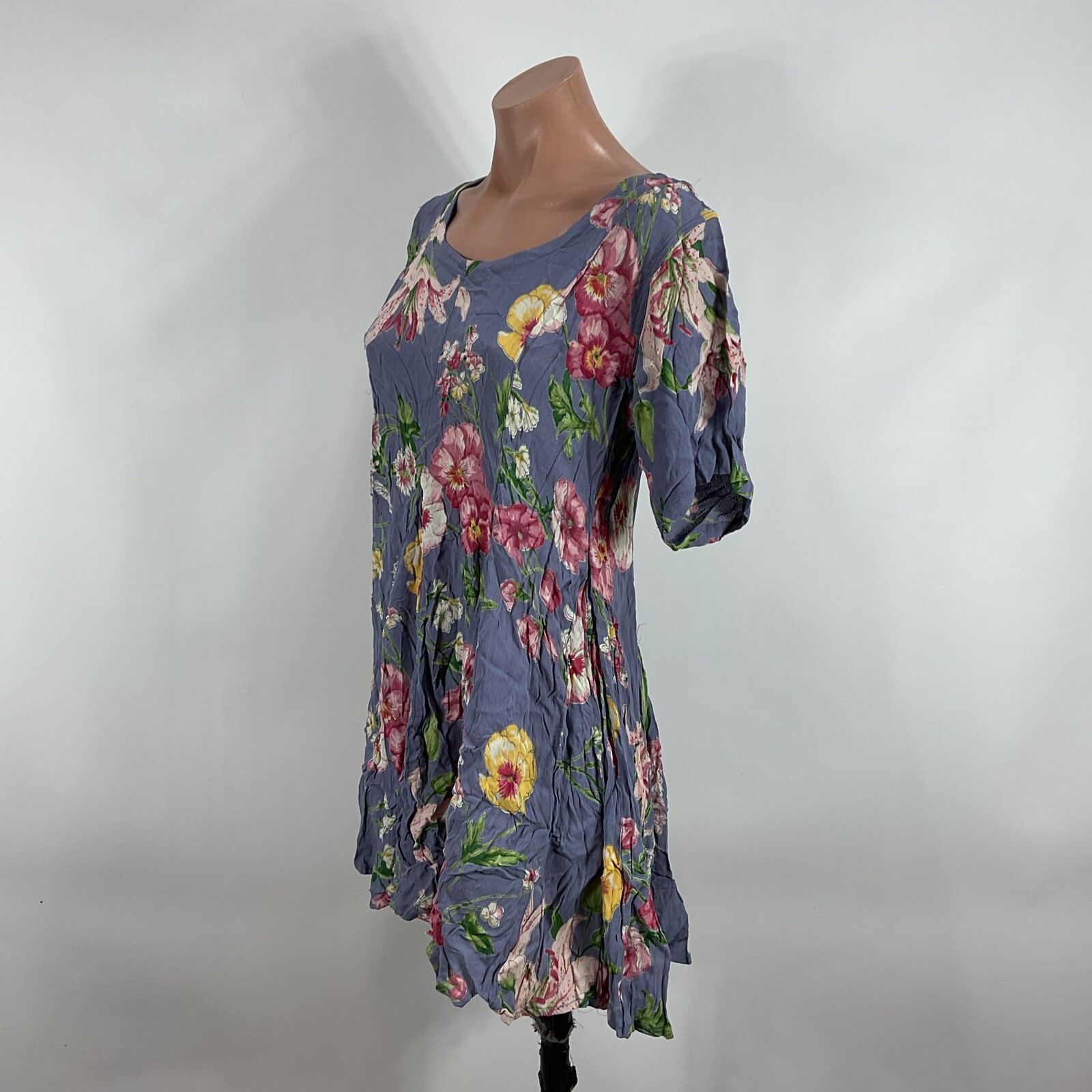 Romantic Skater Dress 90s Full Skirt Floral Starina Rayon Cottagecore Prairie