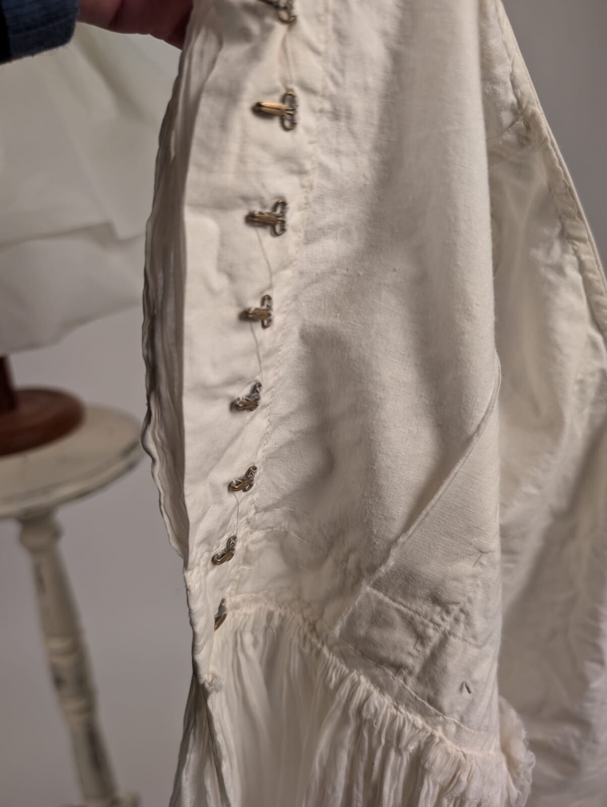 CIVIL WAR 1850’S GIRL’S WHITE BATISTE SUMMER DRESS W PUFF SLEEVES