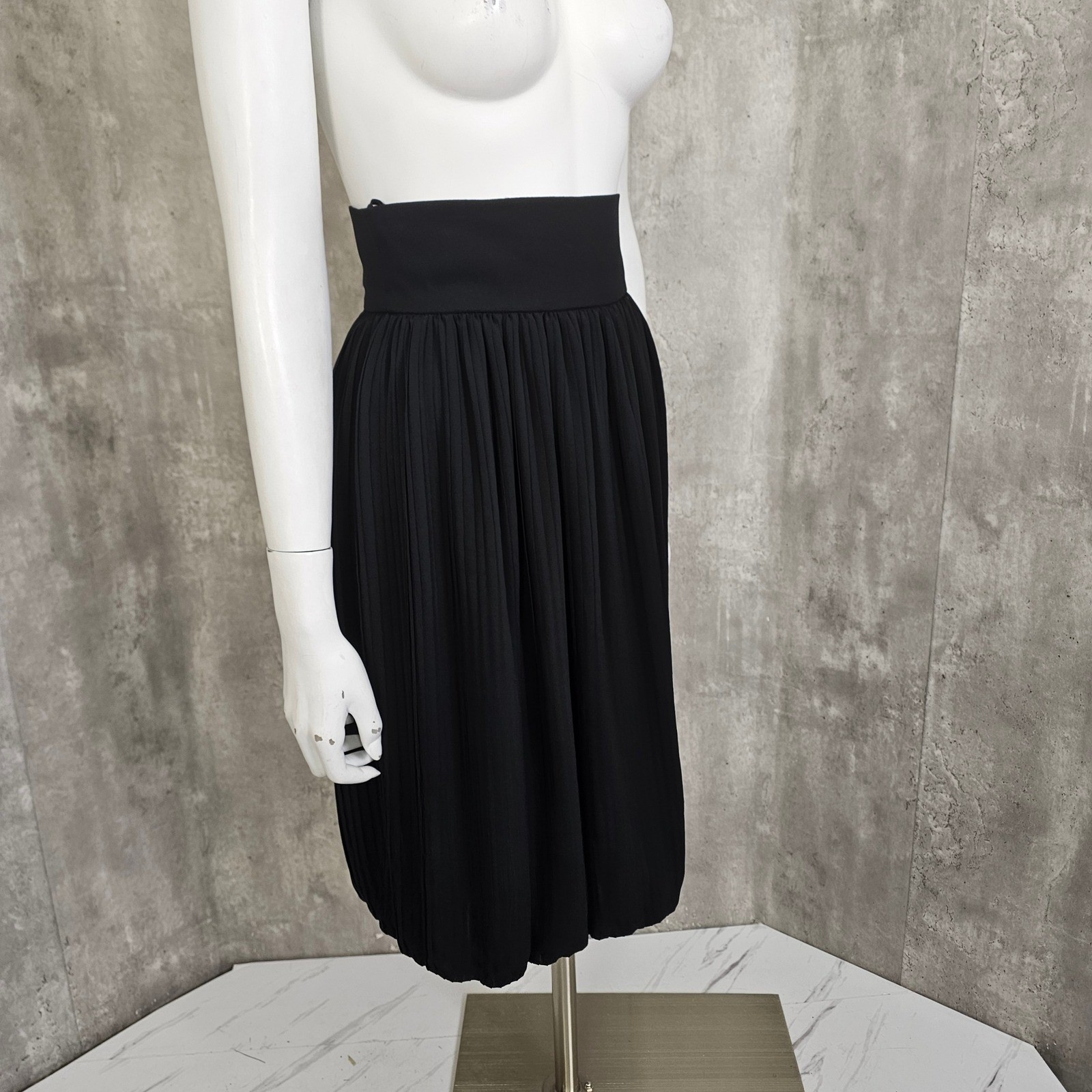 Vintage 80s Barboglio Cristina Jan Black Pleated Skirt & Sheer Blouse Set USA 4