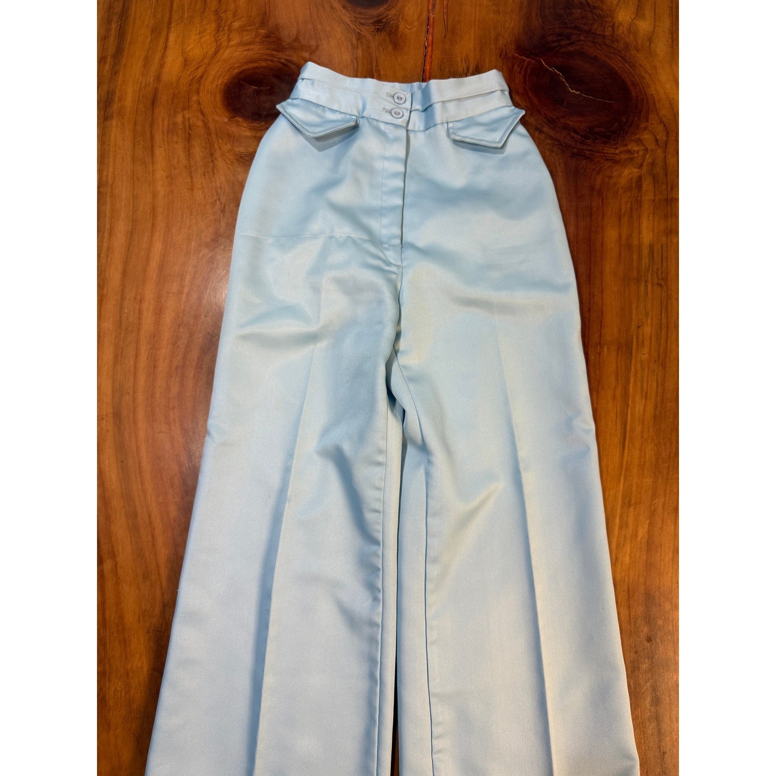 Vintage 70s Sears Mates Wide Leg Pants 5P XXSP Polyester Satin High rise Z3-27