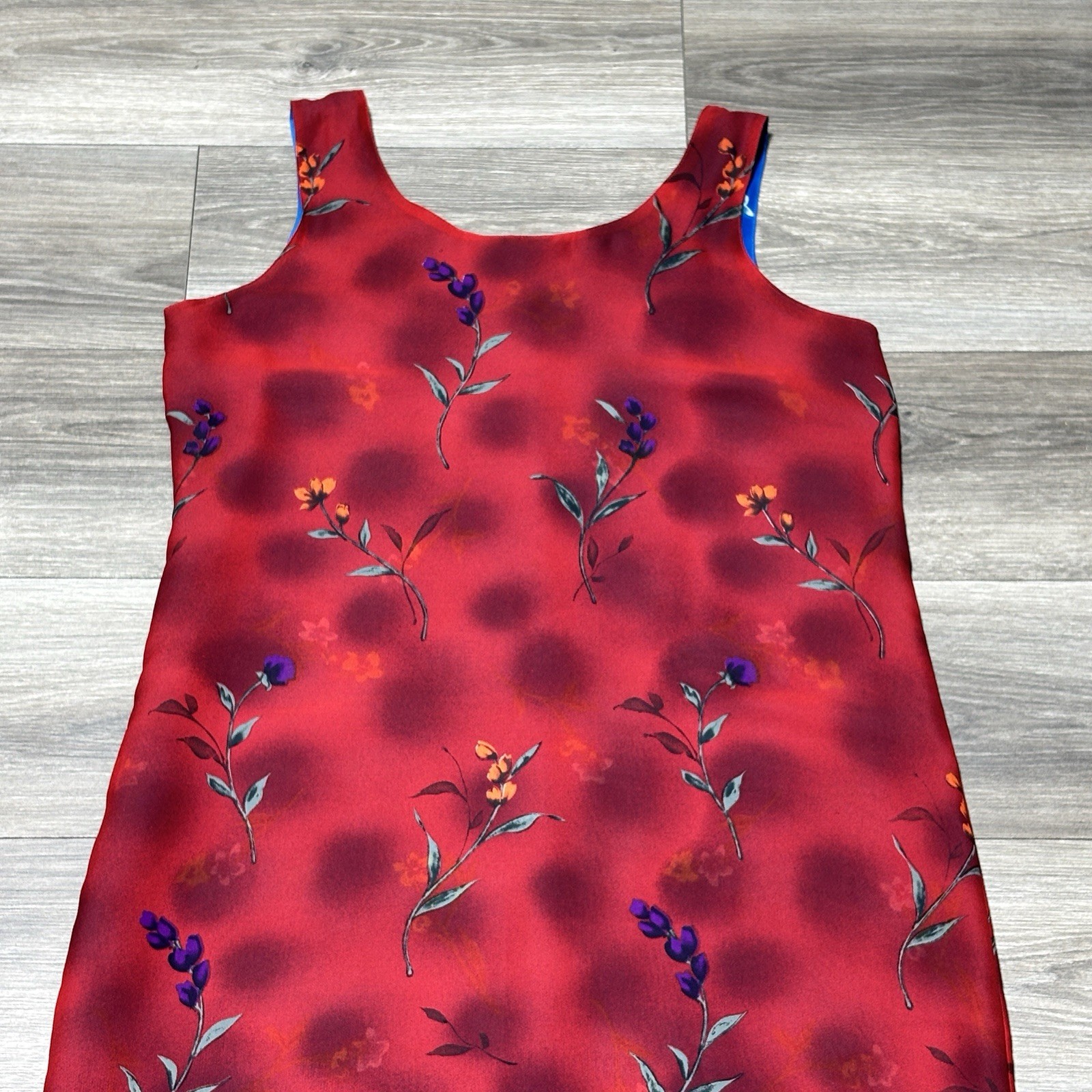 Vintage Impressions of California Reversible Floral Dress Red Blue Women’s M