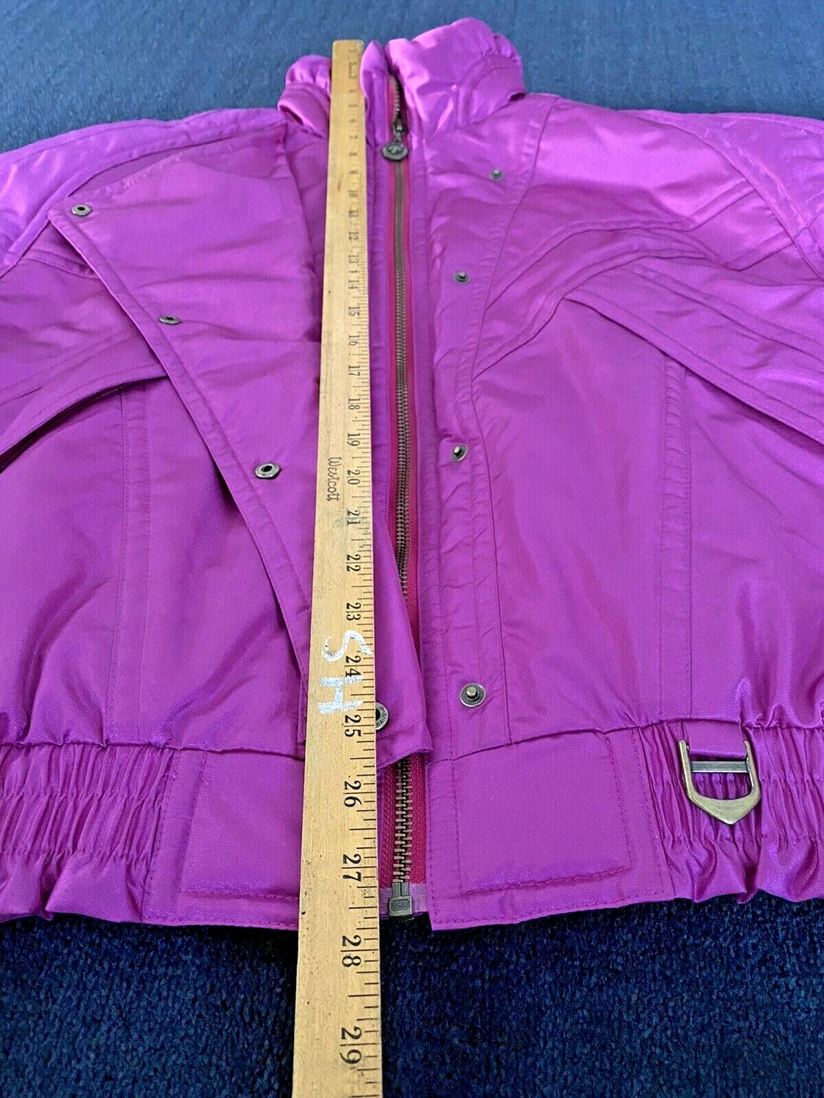Vintage 80s 90s Descente Neon Purple Ski Snow Puffer Jacket Retro Shiny Bunny
