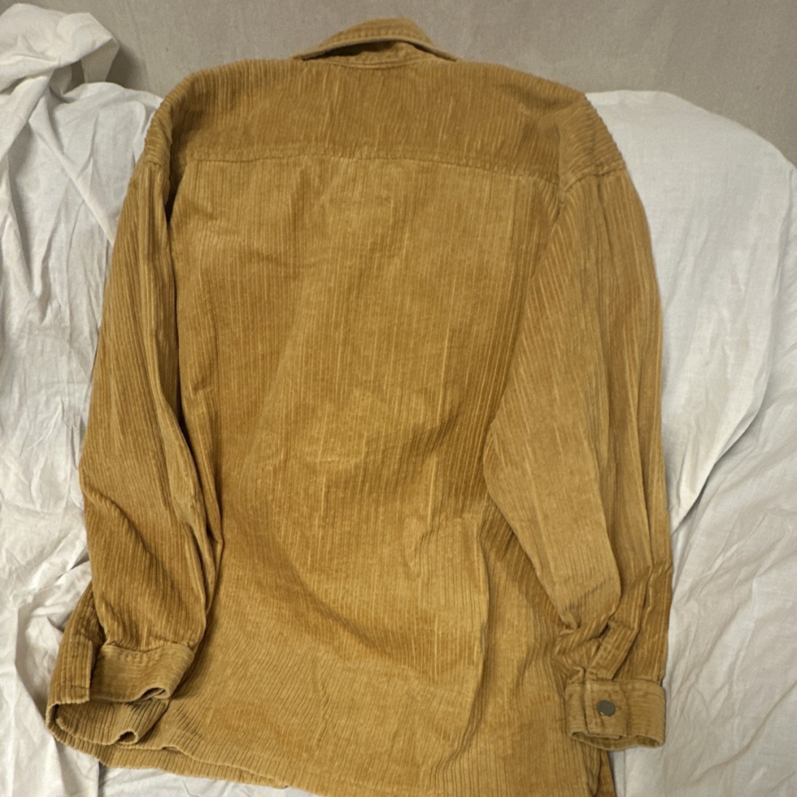 Vintage Cenza by Palmettos Corduroy Zip-Up Shirt Mustard Cotton Large Retro