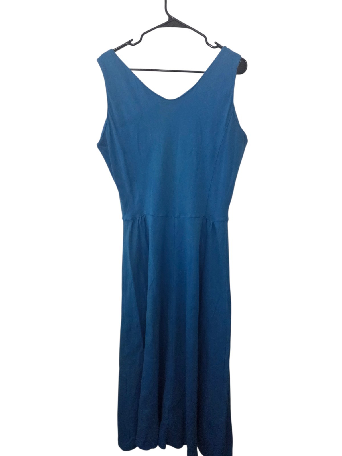 Vintage 80s Blue FADS Cotton Sleeveless Button Front Dress Size XL
