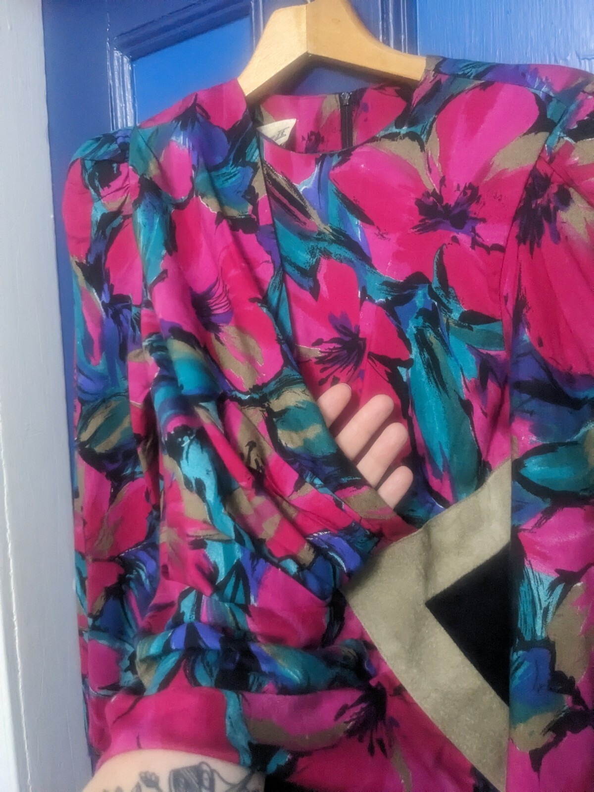 *Vintage Act 1 New York*Faux Wrap Around Dress*Size 12*Suede*Colorful