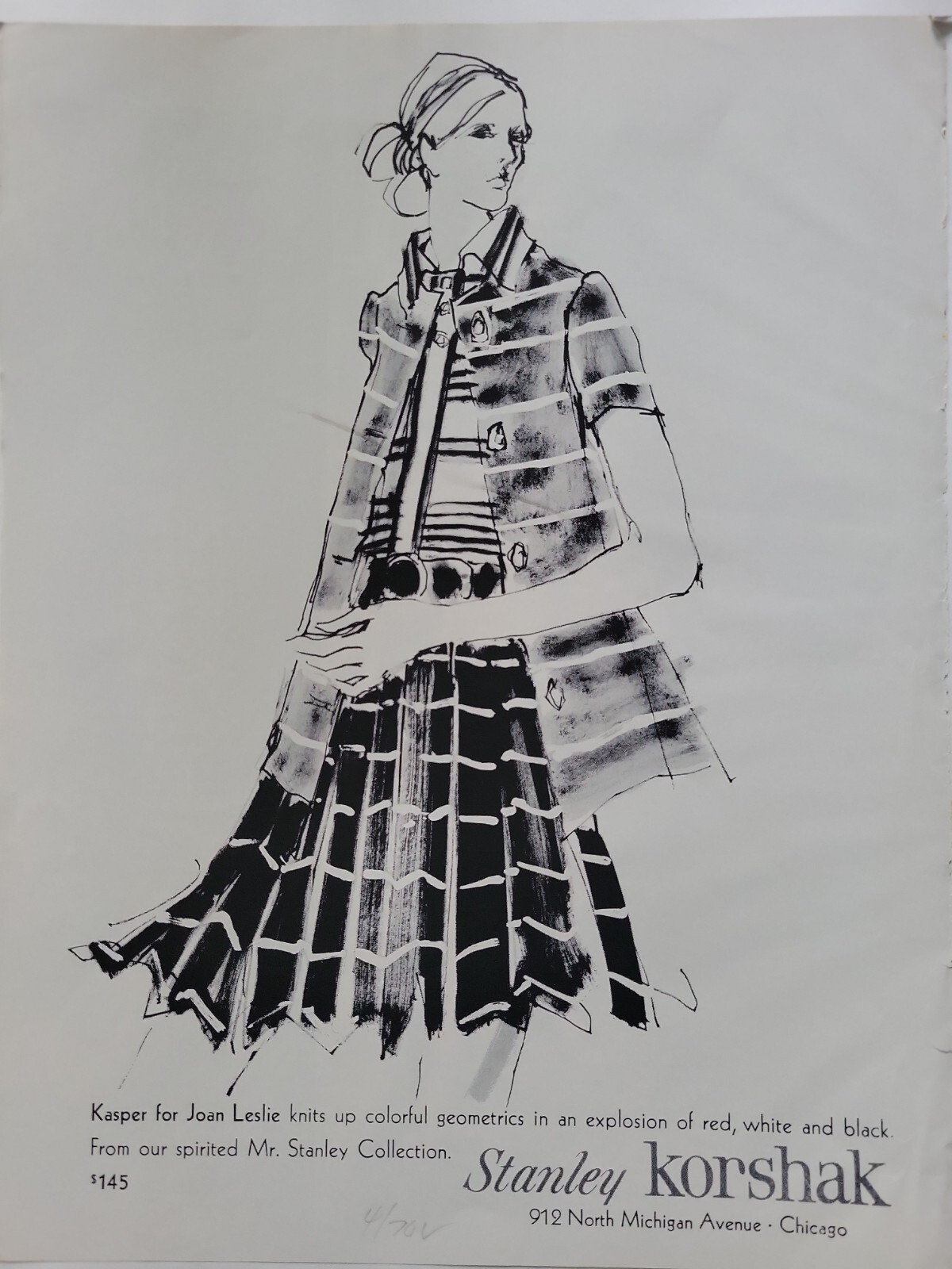 1970 women’s Kasper for Joan Leslie outfit Stanley korshak Chicago vintage ad