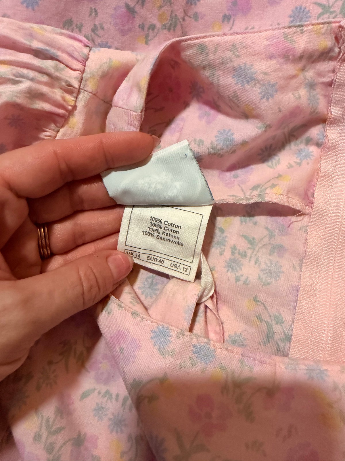 Vintage 80s Laura Ashley light pink floral dress US12