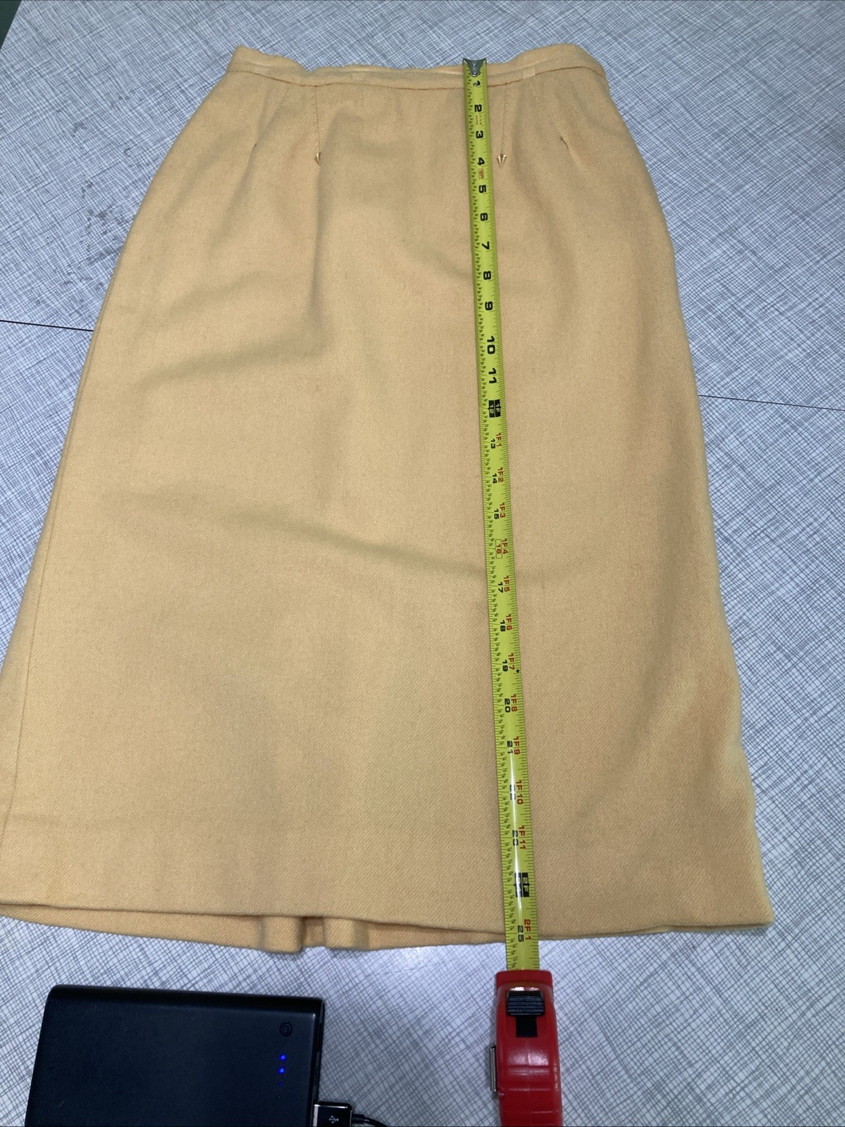 Vtg 50s 60s Lofties Wool Pencil Skirt 8 XXS Juniors 23” Waist Union Made Yellow