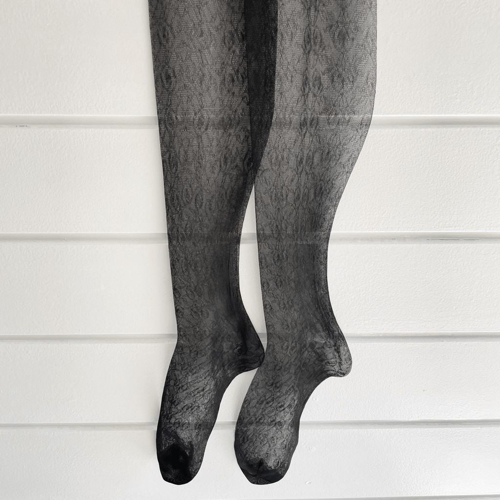Vintage Hanes Treadwell Women’s Black Textured Seamless Thigh High Stockings Irr
