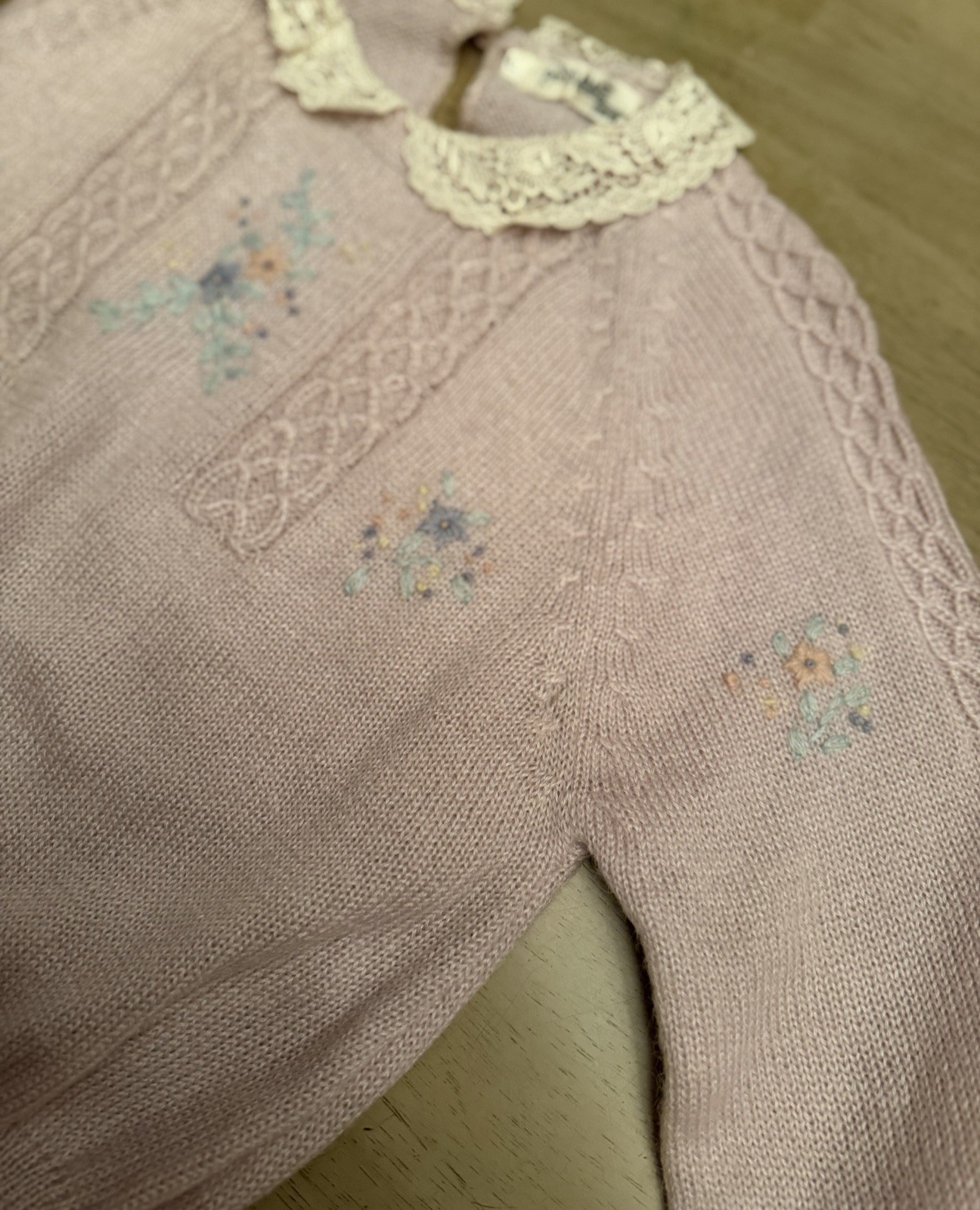 Vintage 1980’s Plain Jane Espirit Pink Embroidered Sweater Dress – Large