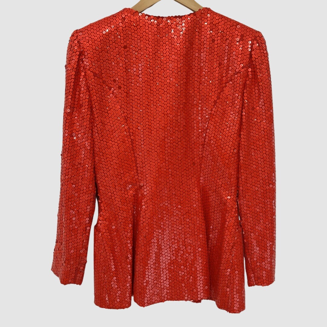 Vicky Tiel Couture Vintage Red Sequin Blazer Size XS/S