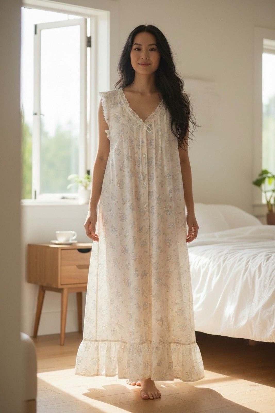 Vintage Jodie Arden Women’s Floral Cotton Nightgown Size S Bridgetown Feminine