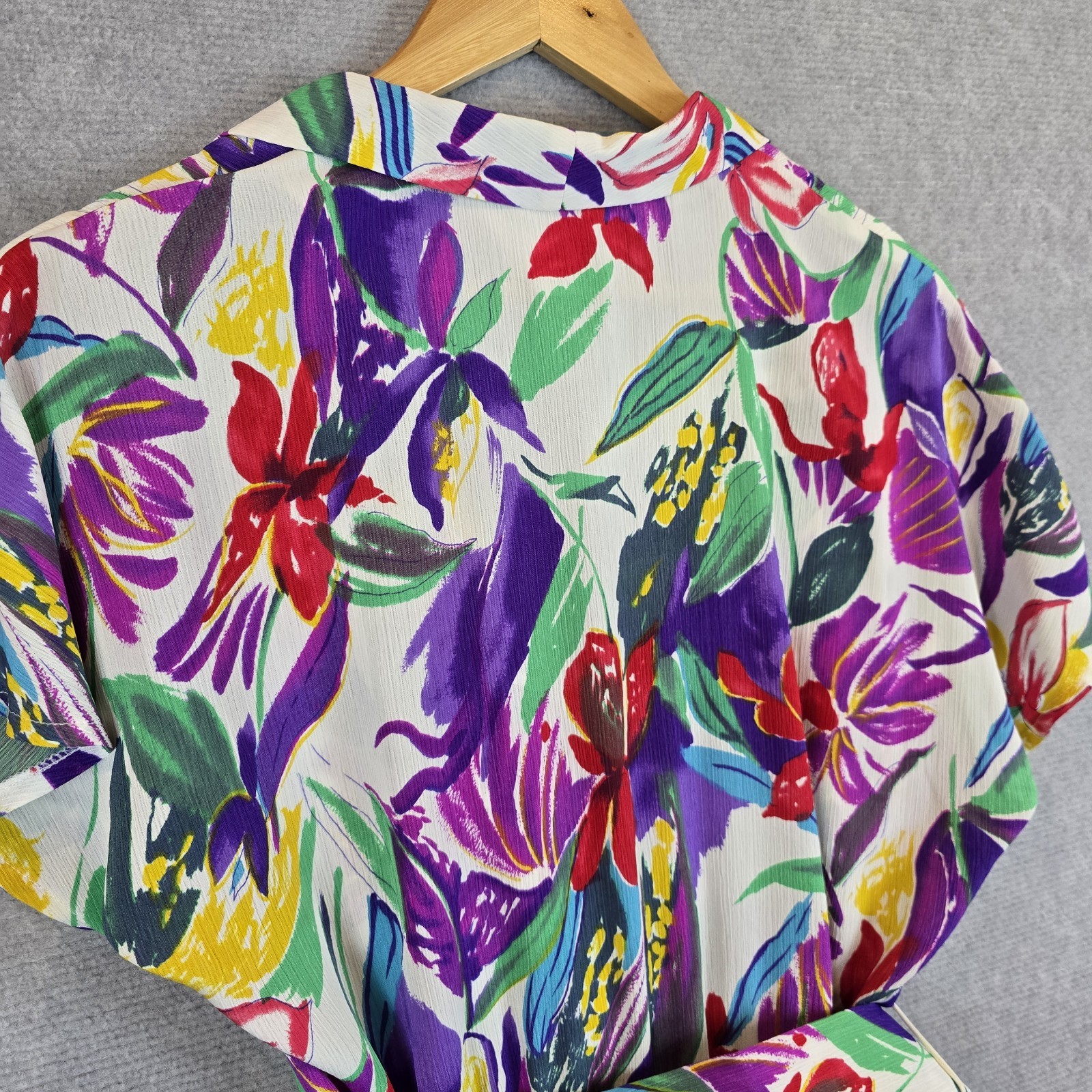 Vintage Stitches Day Dress Womens 12 Floral Belt 80s Garden Party Retro Resort