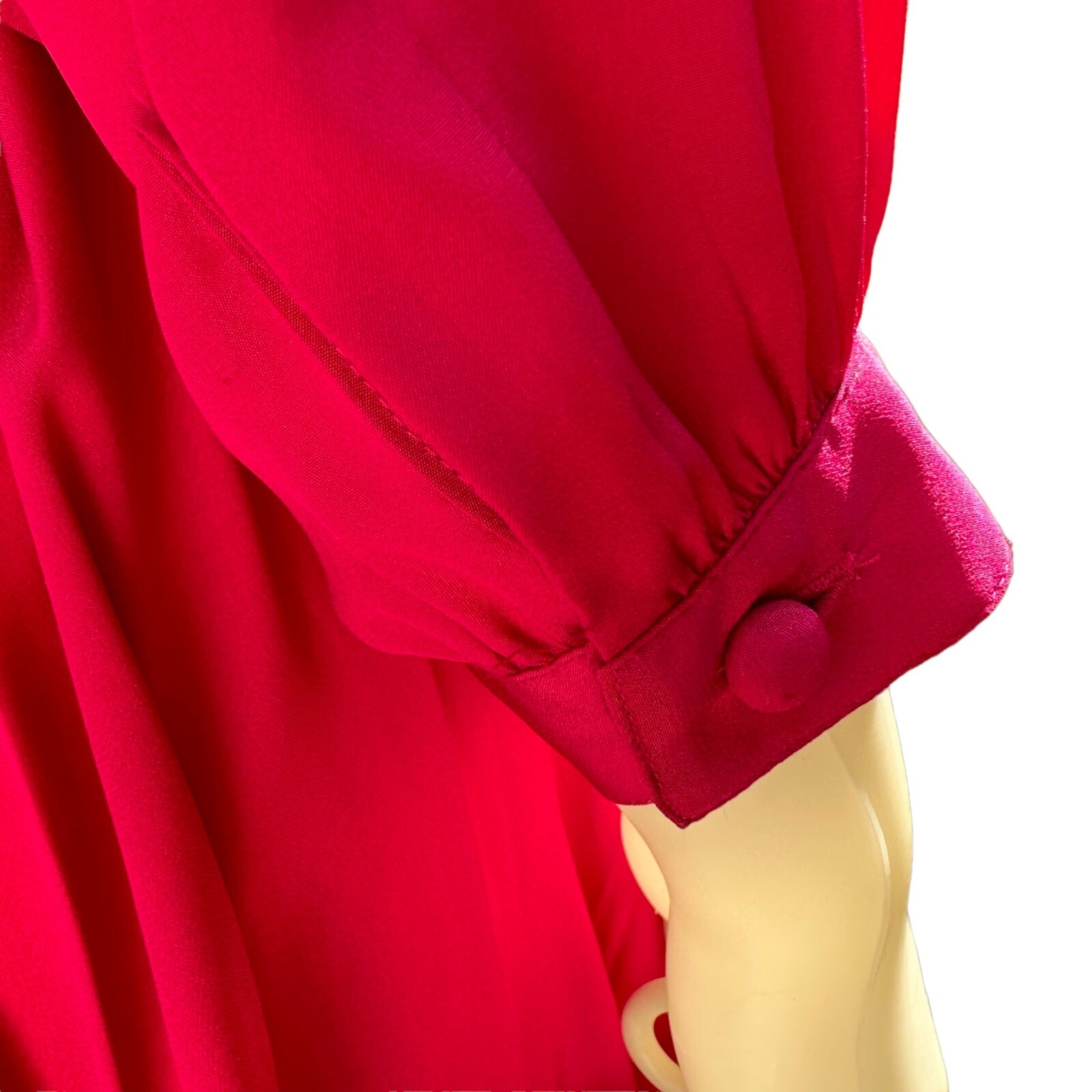 Vintage 80s Hana Sung Shirt Dress Size 12 Raspberry Pink Pleated Midi Barbie
