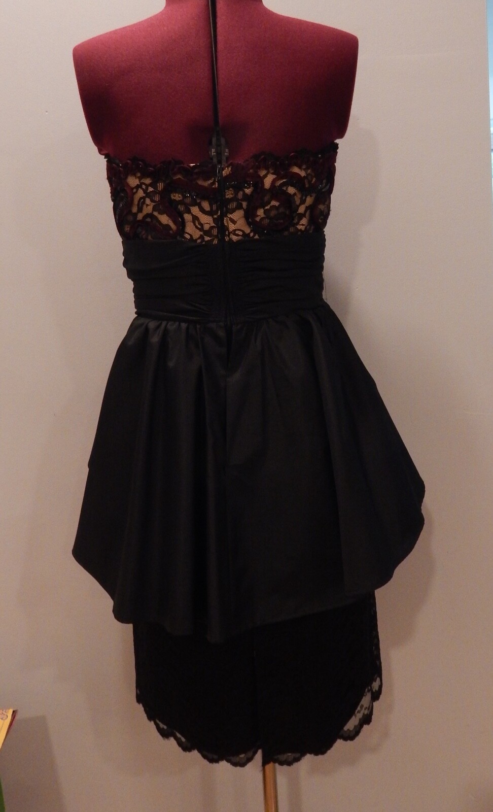 HUEY WALTZER FOR DARCY LACE STRAPLESS COCKTAIL DRESS POOF LAYERS VINTAGE 80’s