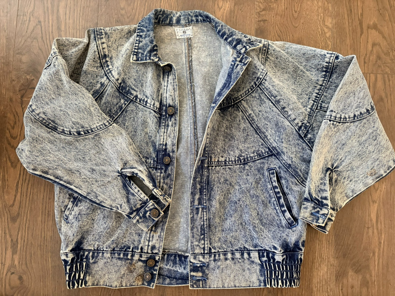 Vintage Limited Express Acid Wash Denim Jacket Batwing Oversized 80s 90s USA