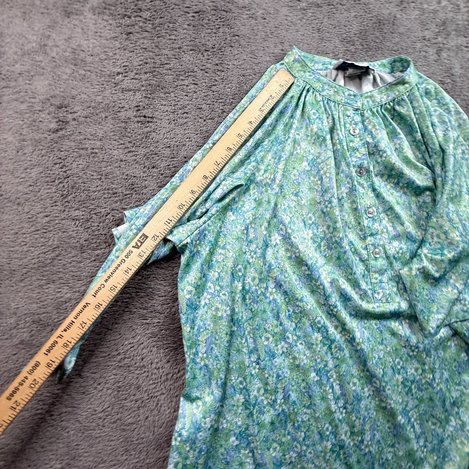 Top Notch Vintage 90s USA Floral Boho Blouse Tie Sleeve Green XXL