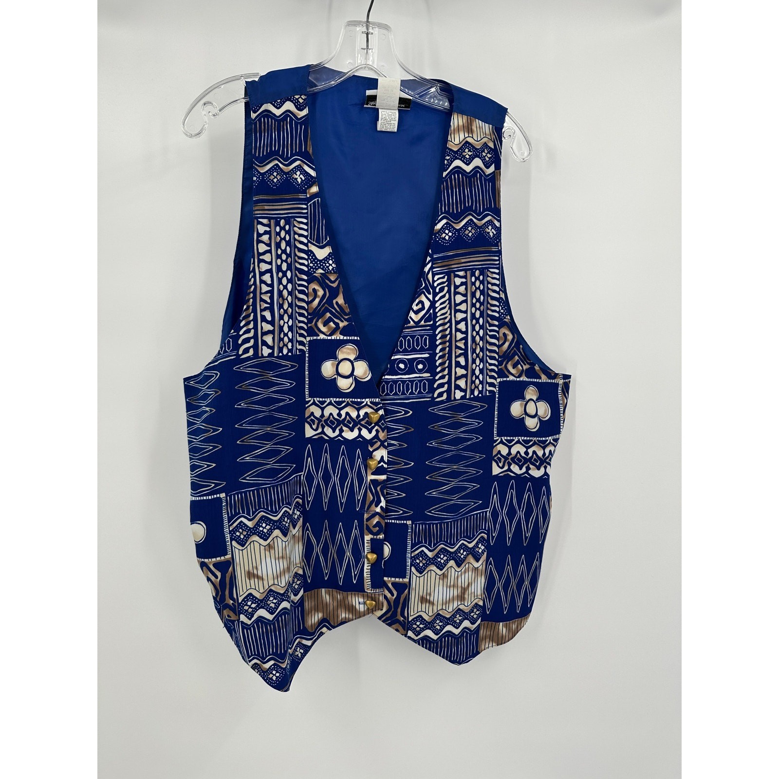 Womens Boho Vintage Patchwork Print Vest Size 14 Southwestern Festival Artsy