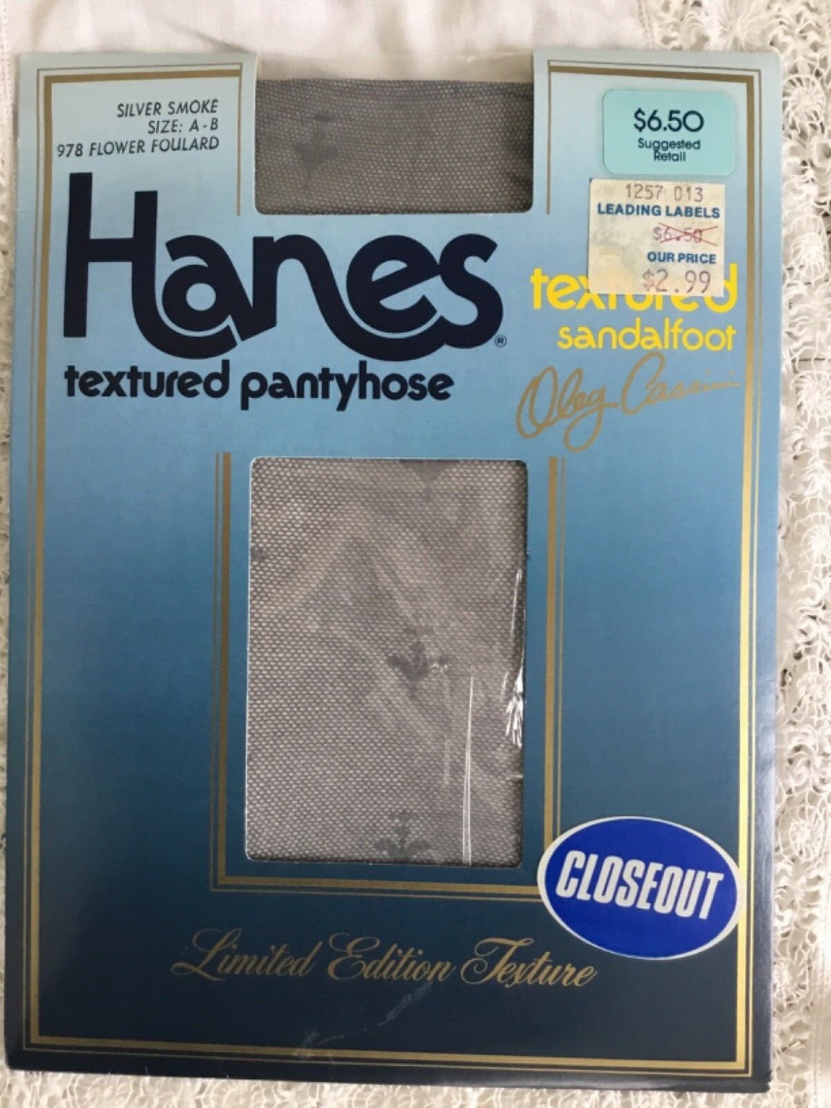 VTG NEW OLEG CASSINI HANES TEXTURED PANTYHOSE LIMITED EDITION USA SMOKE SZ A-B