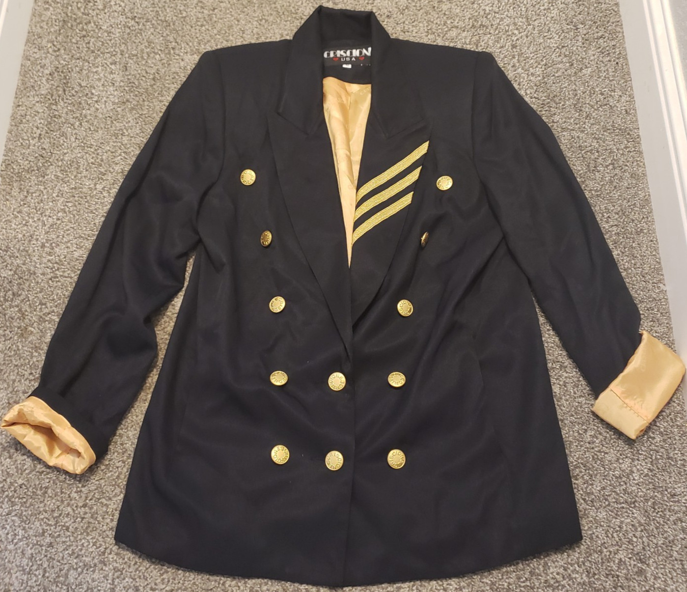 Criscione Navy Blue Navy Style Lined Women’s Jacket Vintage Clothing S